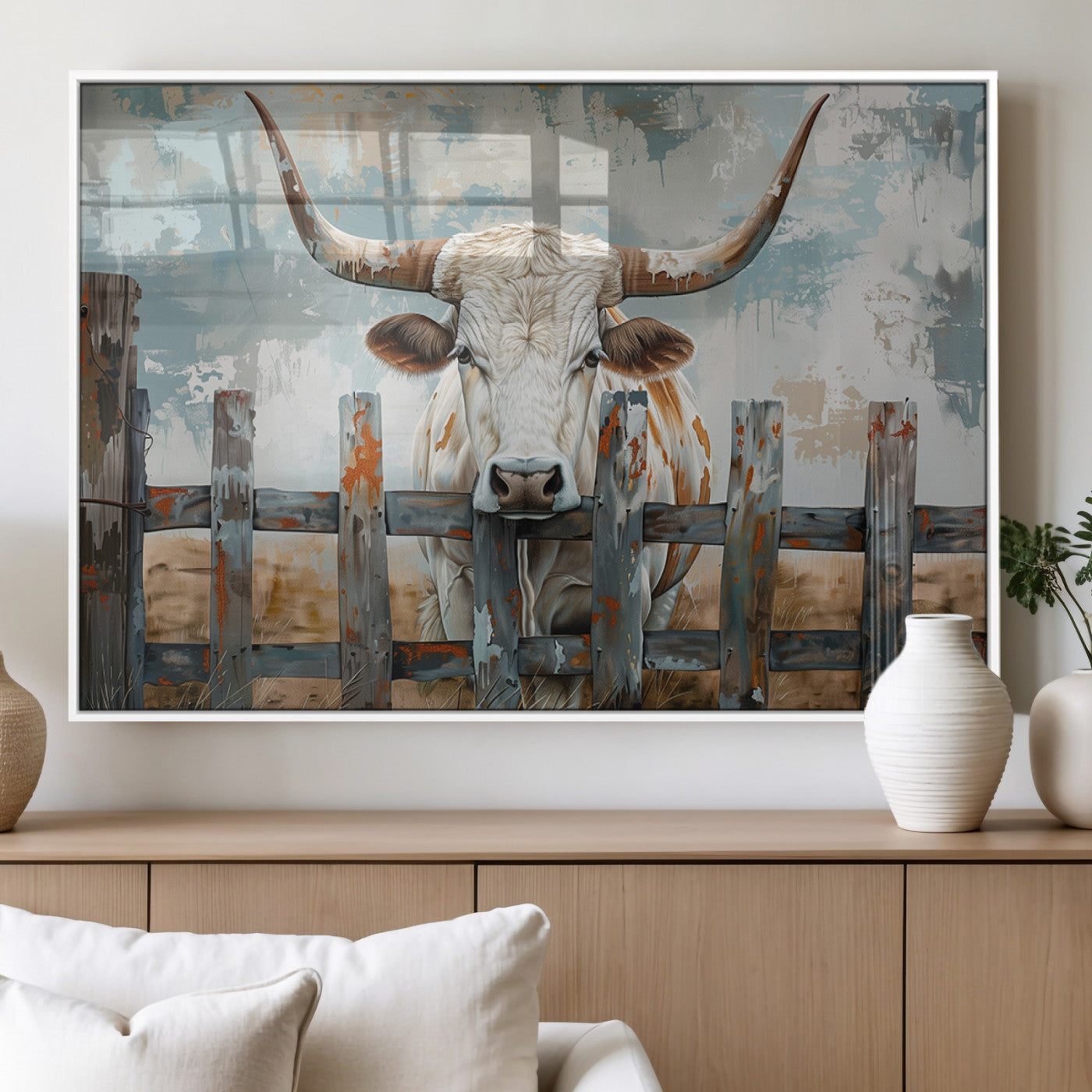 MGV-FP-60X30-3P - Vintage Cow Wall Art Canvas Print for Farmhouse Wall Decor Theme, Cattle Wall Art Print