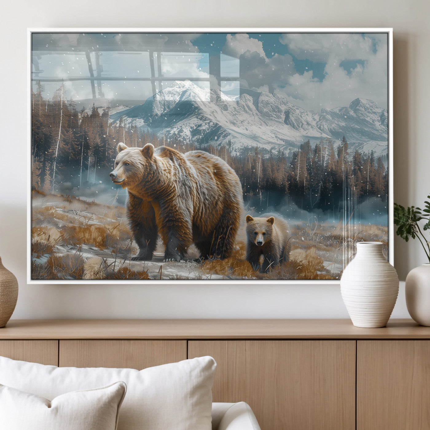 MGV-FP-60X30-3P - Bear and Baby Bear Wall Art Canvas Print