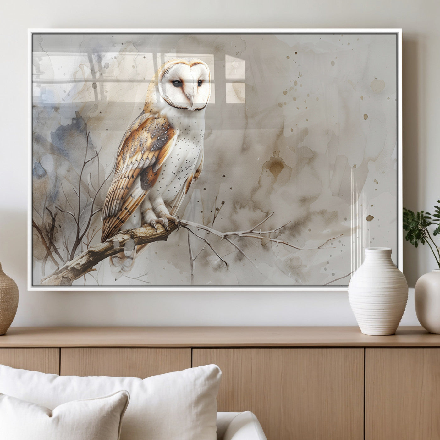 MGV-FP-60X30-3P - Barn Owl Wall Art | Watercolor Canvas Print | Perfect for Farmhouse Wall Decor | Ready to Hang