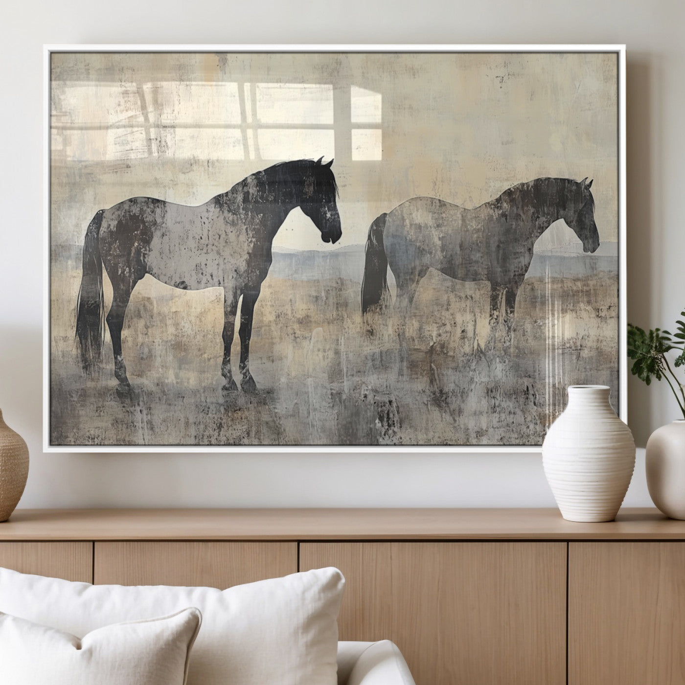 MGV-FP-60X30-3P - Vintage Horses Wall Art Canvas Print