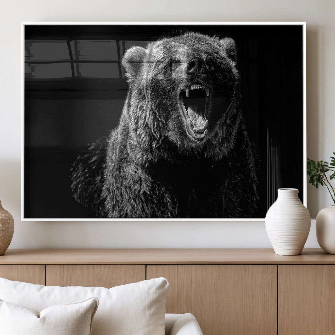 MGV-FP-60X30-3P - Bear Canvas Print | Wildlife Wall Art for Cabin Decor | Ready to Hang Framed