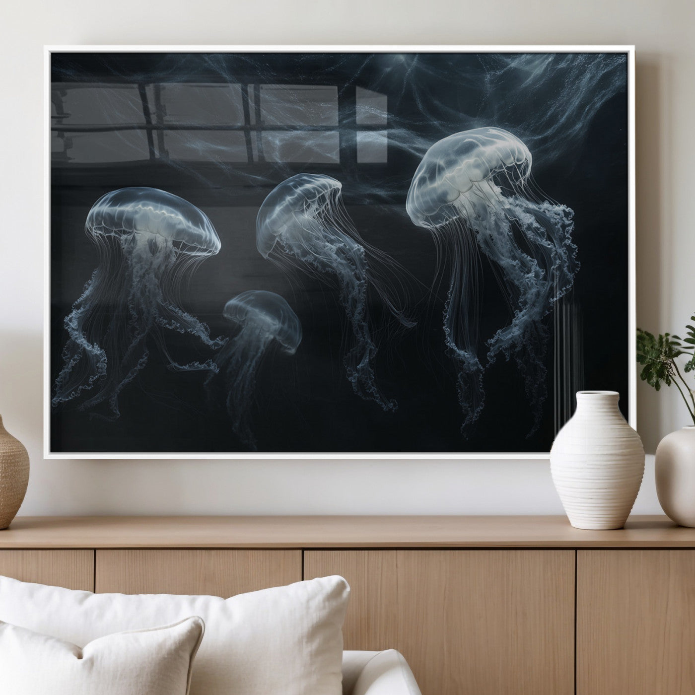 MGV-FP-60X30-3P - Jellyfish Wall Art Canvas Print, Elegant Wall Decor