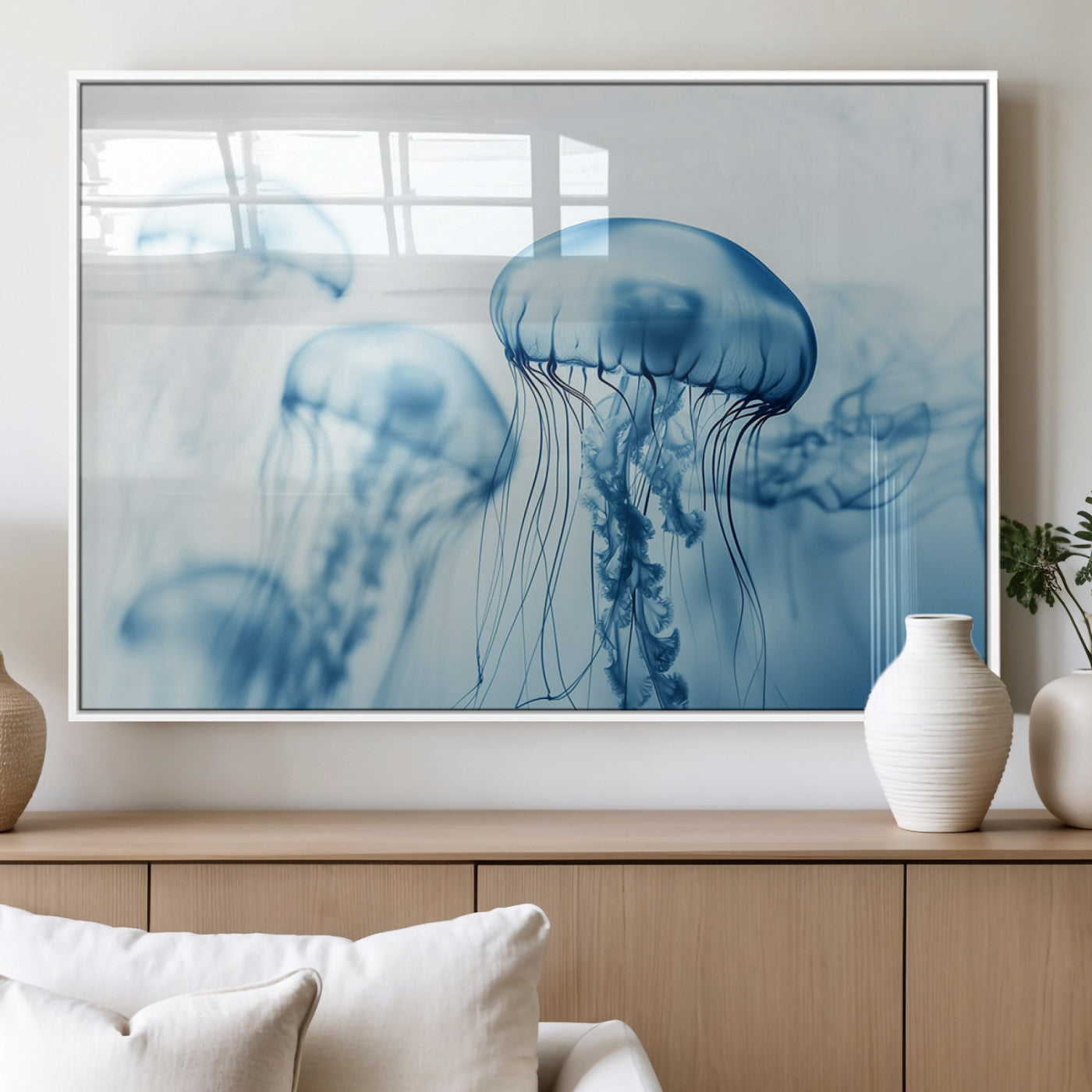 MGV-FP-60X30-3P - Blue Jellyfish Wall Art Canvas Print
