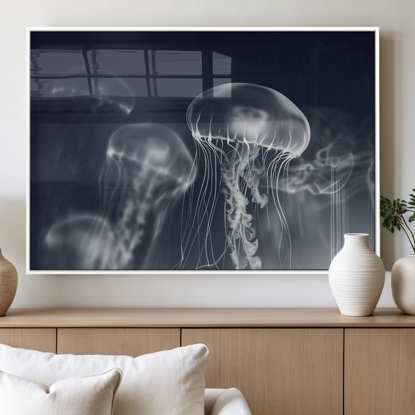 MGV-FP-60X30-3P - Jellyfish Wall Art Canvas Print, Modern Abstract Jellyfish Wall Decor