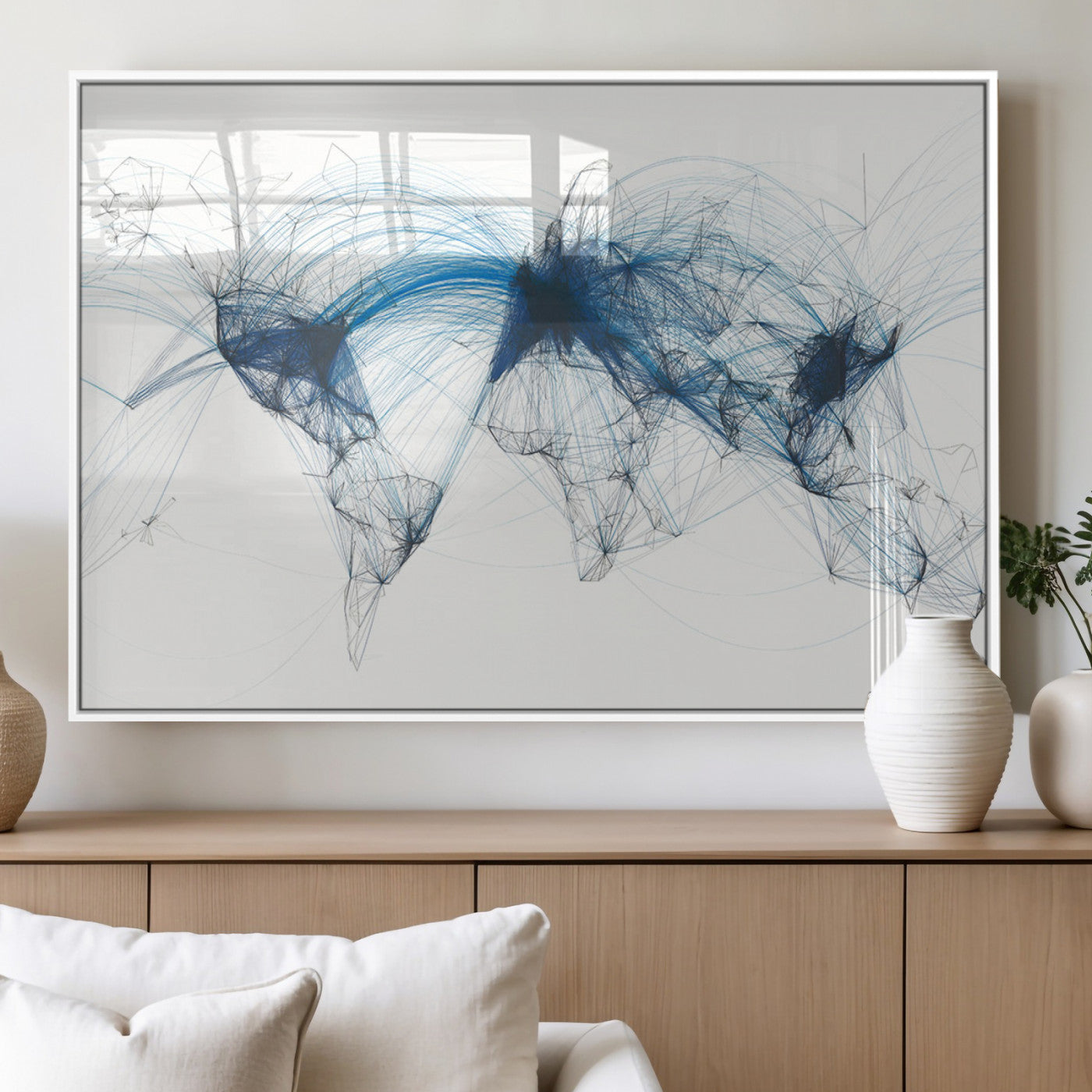 MGV-FP-36X24-3P - Push Pin World Map Canvas Print – Framed Wall Art for Couples to Track Their Travels – Anniversary