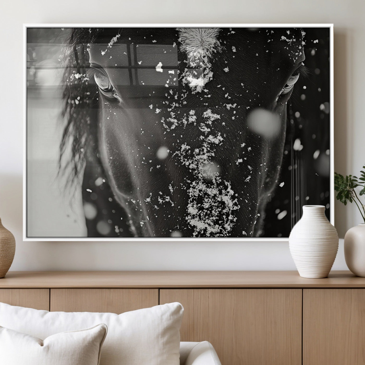 MGV-FP-60X30-3P - Winter Horse Snow Wall Art Canvas Print