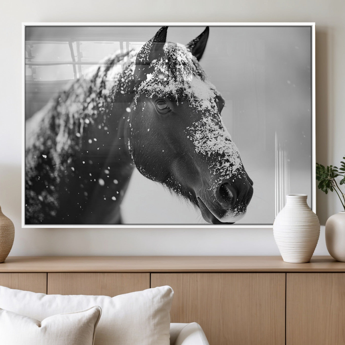 MGV-FP-60X30-3P - Horse Canvas Print - Winter Horse Snow Wall Art Canvas Print