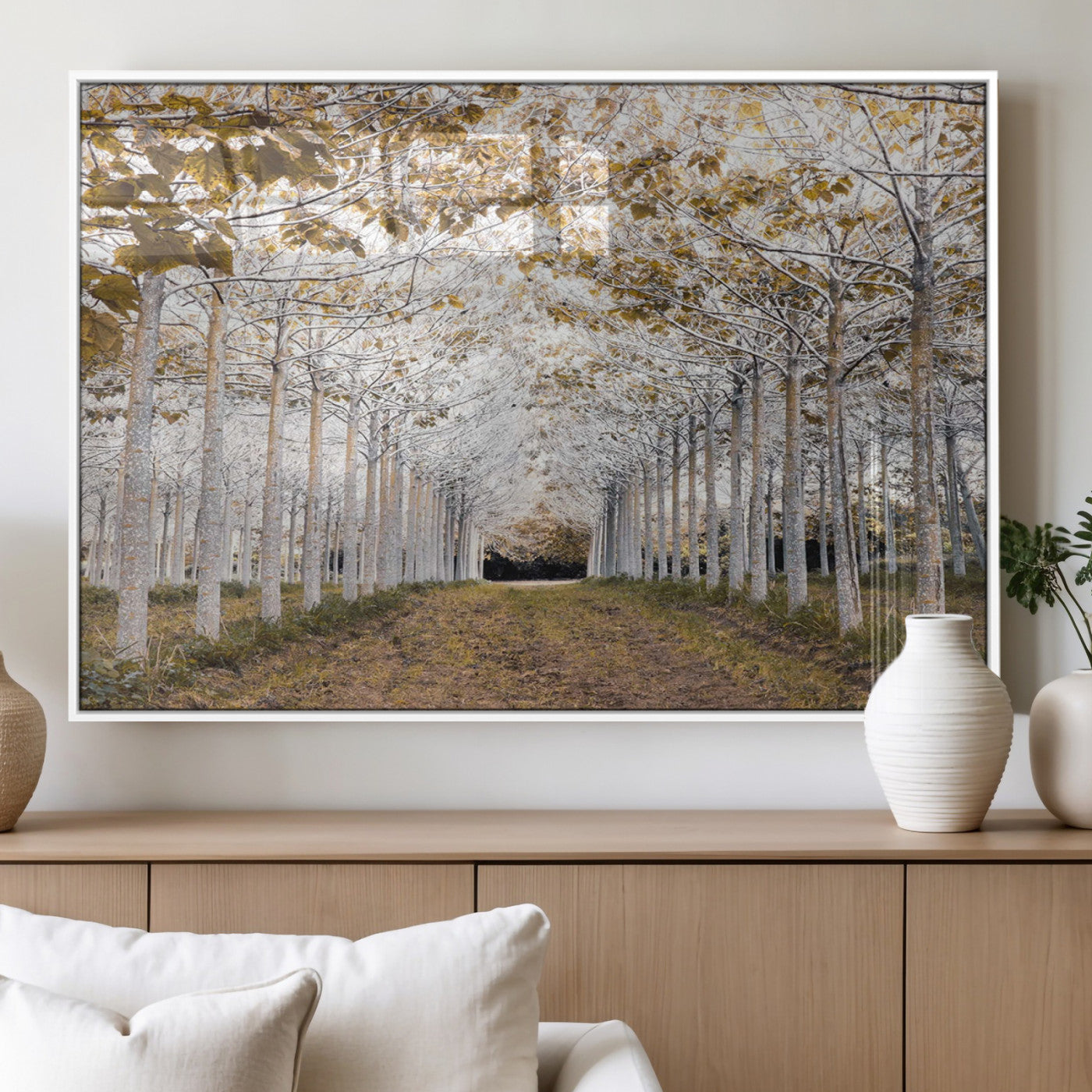 MGV-FP-36X24-3P - Forest Grove Wall Art | Serene Pathway Canvas Print | Ready to Hang and Framed Nature Wall Decor for