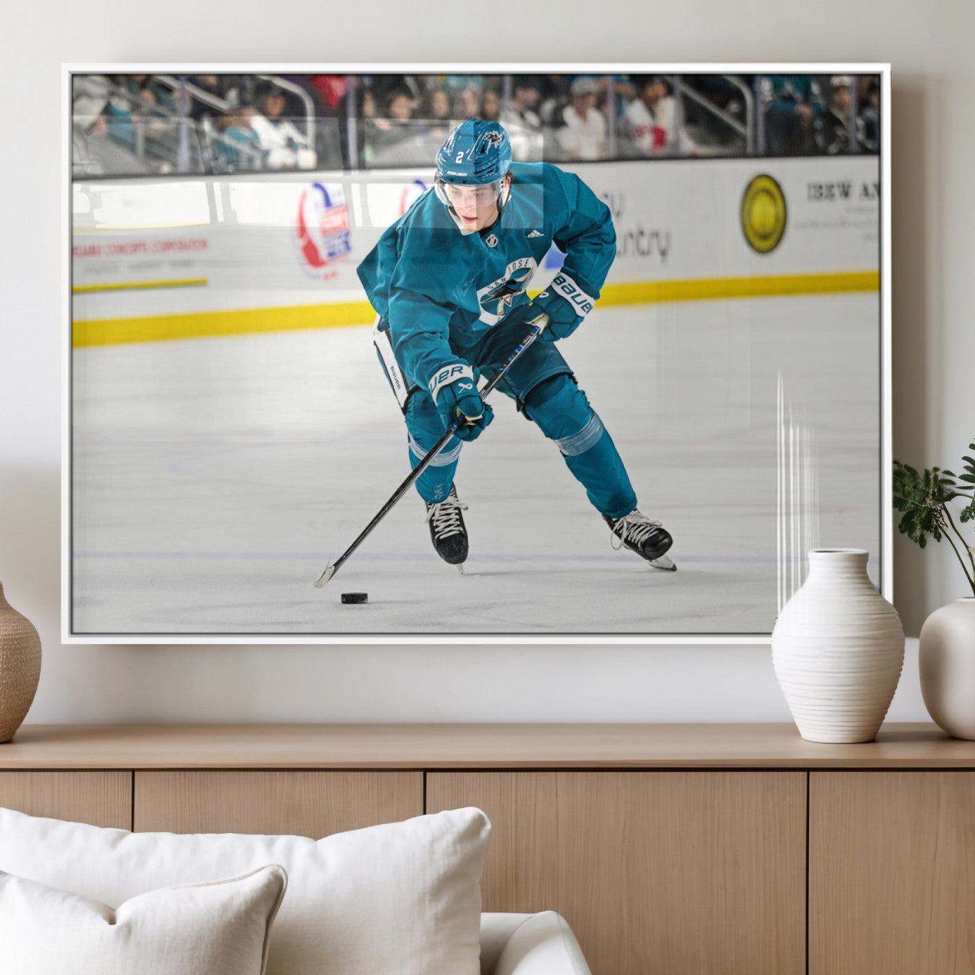 MGV-FP-60X30-3P - San Jose Sharks Ice Hockey Player Wall Art Canvas Print