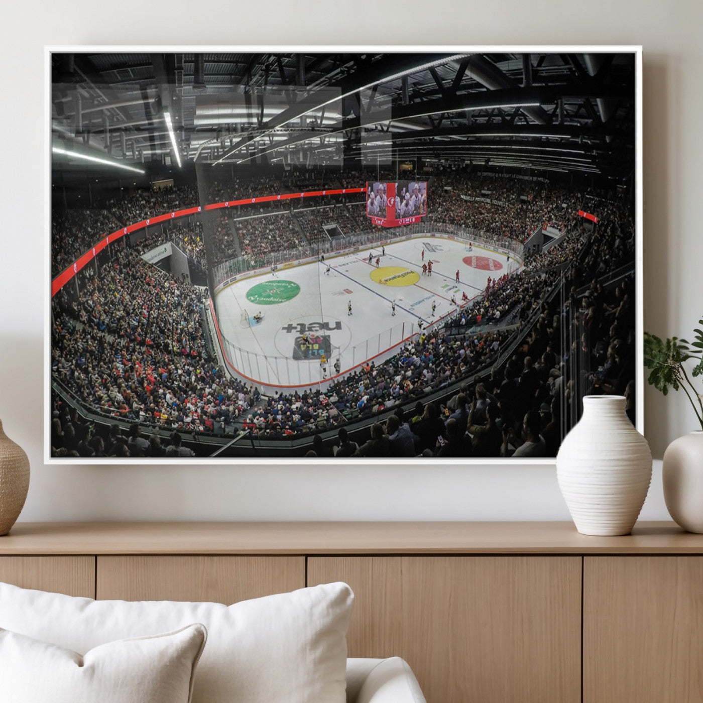 MGV-FP-60X30-3P - Vaudoise Lausanne Ice Hockey Arena Stadium Wall Art Canvas, Vaudoise Lausanne Ice Hockey Canvas