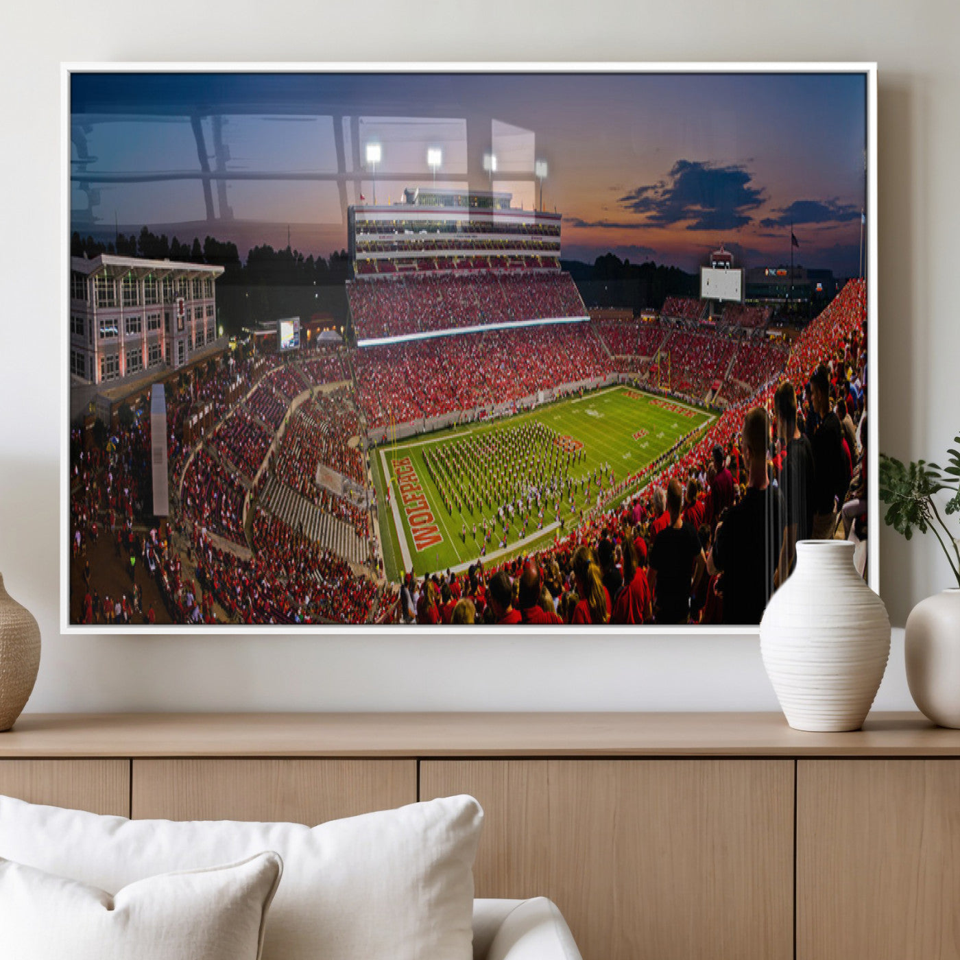 MGV-FP-60X30-3P - NC State Wolfpack Football Team Print - Raleigh Carter-Finley Stadium Wall Art Canvas Print