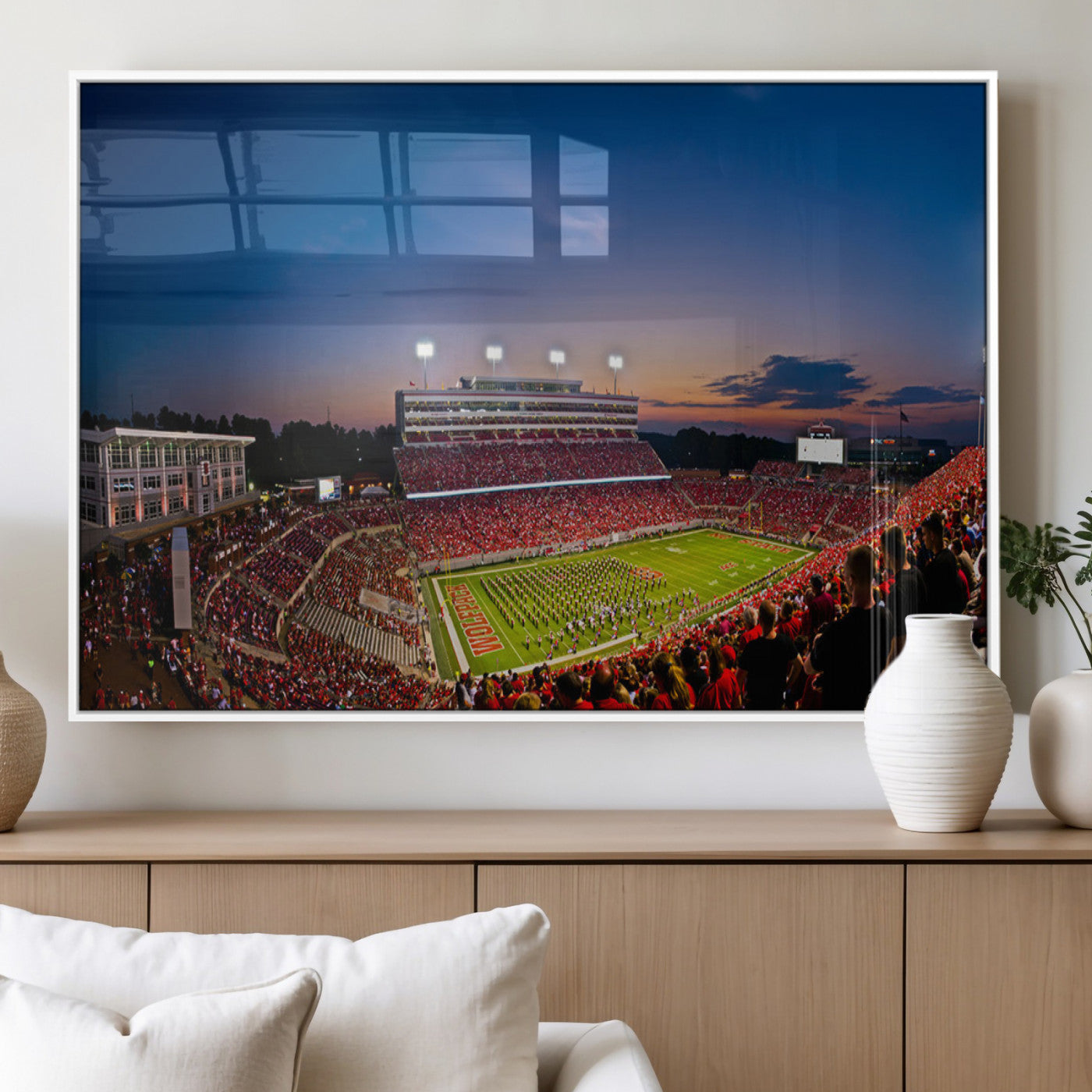 MGV-FP-60X30-3P - NC State Wolfpack Football Team Print - Raleigh Carter-Finley Stadium Wall Art Canvas Print