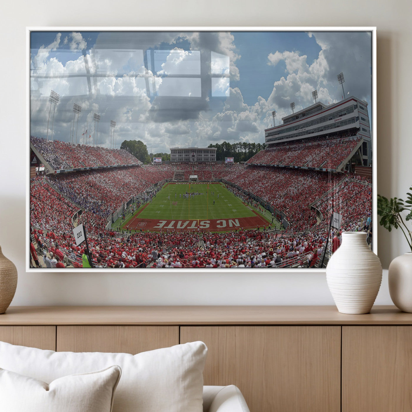 MGV-FP-60X30-3P - NC State Wolfpack Football Team Print Canvas- Raleigh Carter-Finley Stadium Wall Art Canvas Print