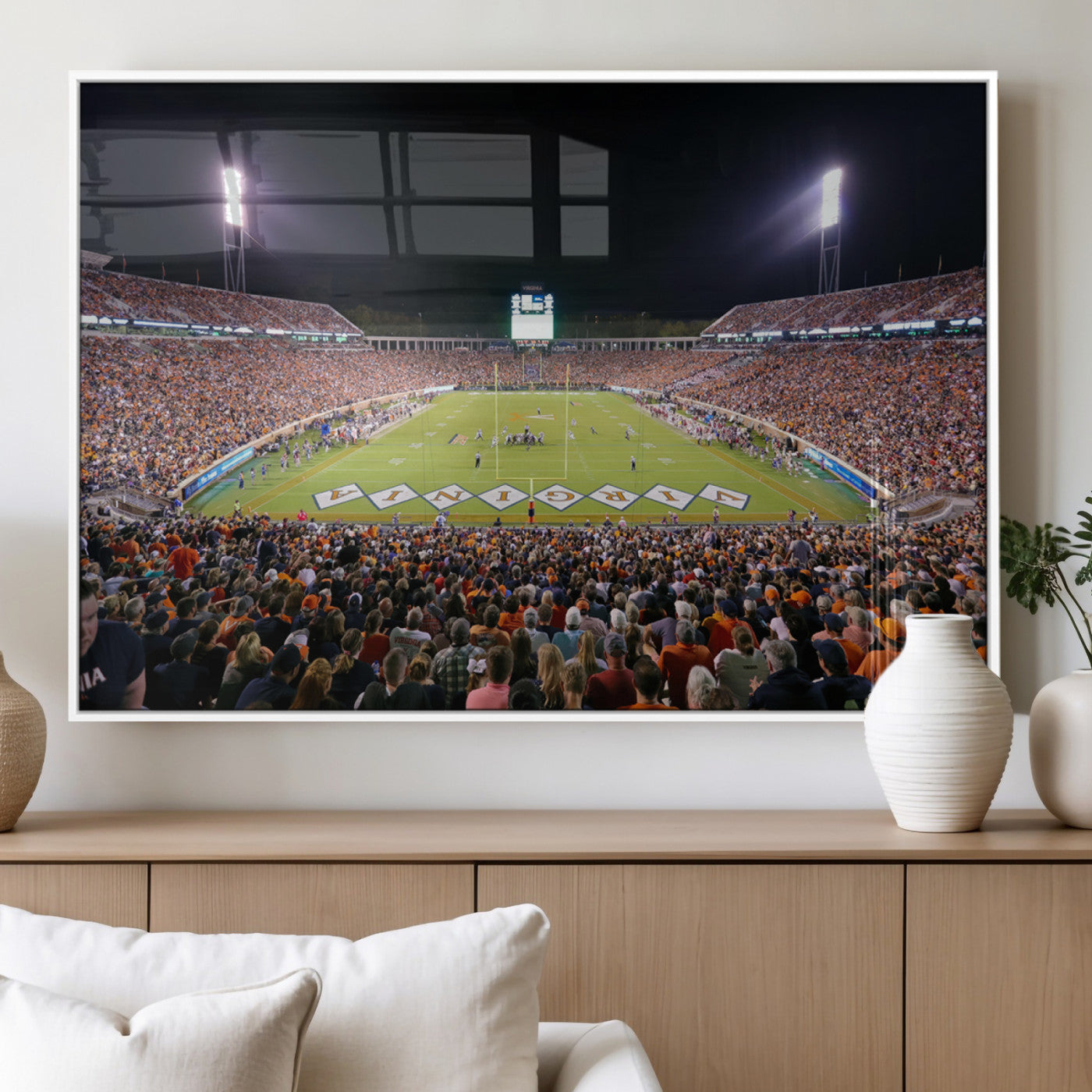 MGV-FP-60X30-3P - Virginia Cavaliers Football Team Print - Charlottesville Scott Stadium Wall Art Canvas Print