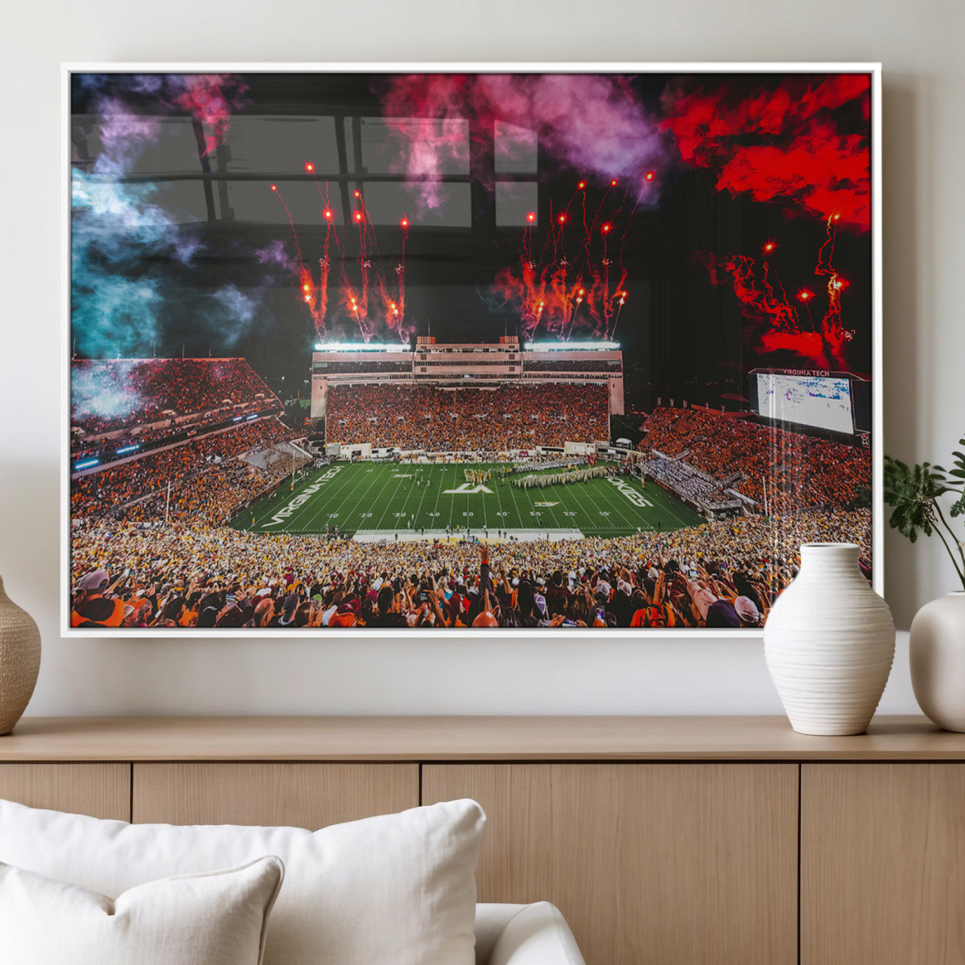 MGV-FP-60X30-3P - Virginia Tech Hokies Football Team Print - Blacksburg Lane Stadium Wall Art Canvas Print