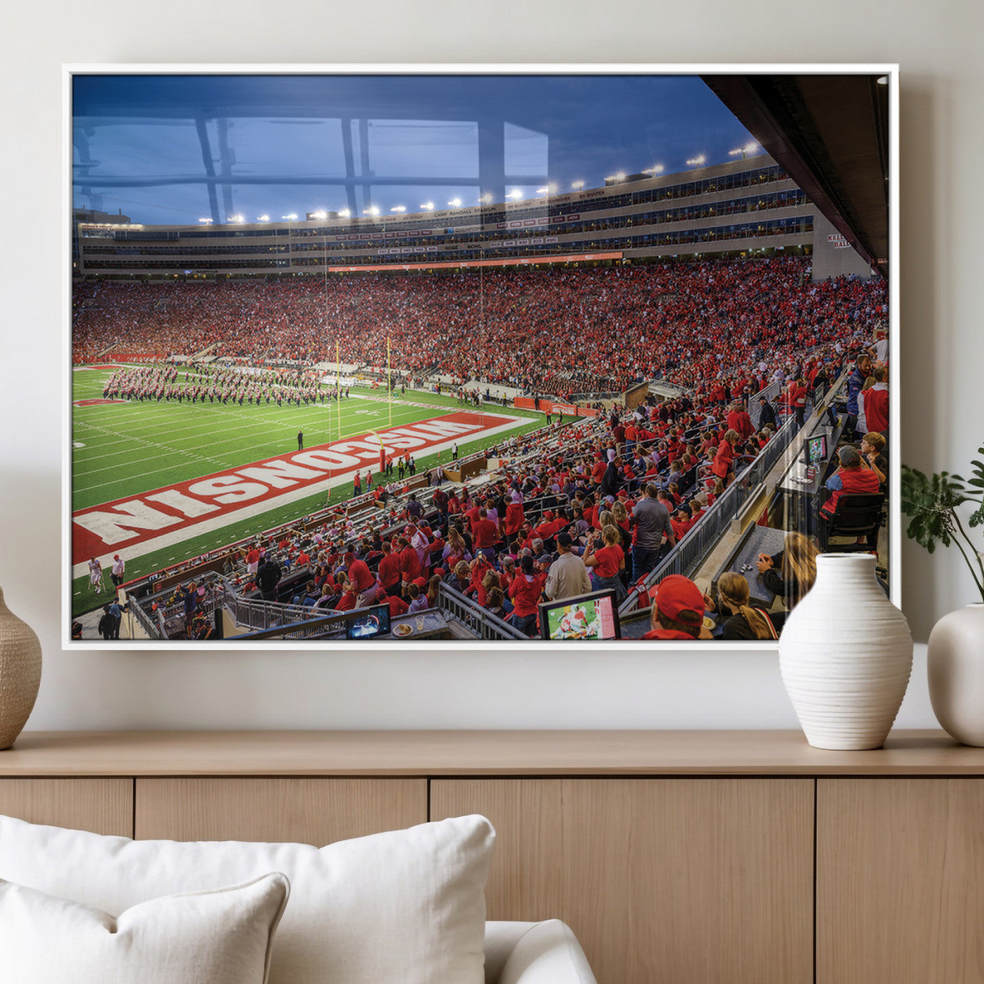 MGV-FP-60X30-3P - Wisconsin Badgers Football Team Print - Madison Camp Randall Stadium Wall Art, Wisconsin Badgers