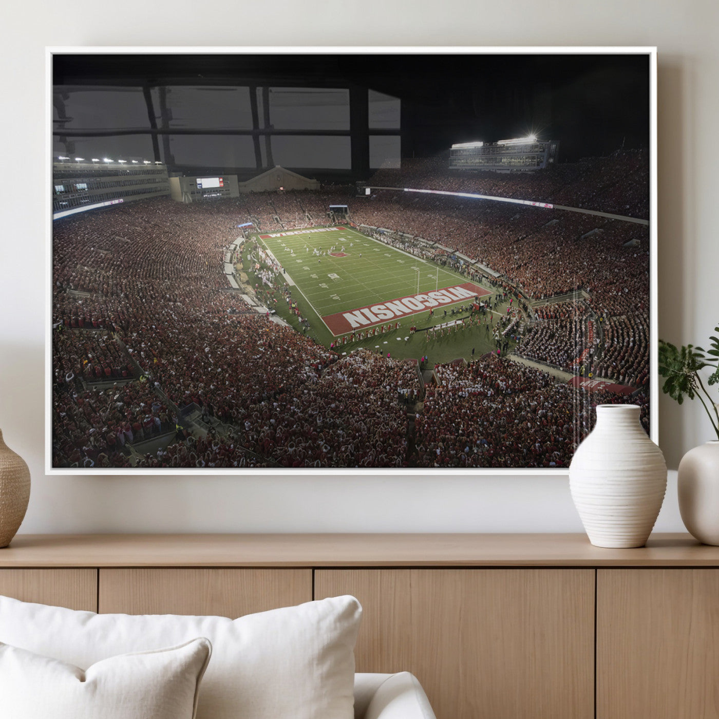 MGV-FP-60X30-3P - Wisconsin Badgers Football Team Print - Madison Camp Randall Stadium Wall Art Canvas Print