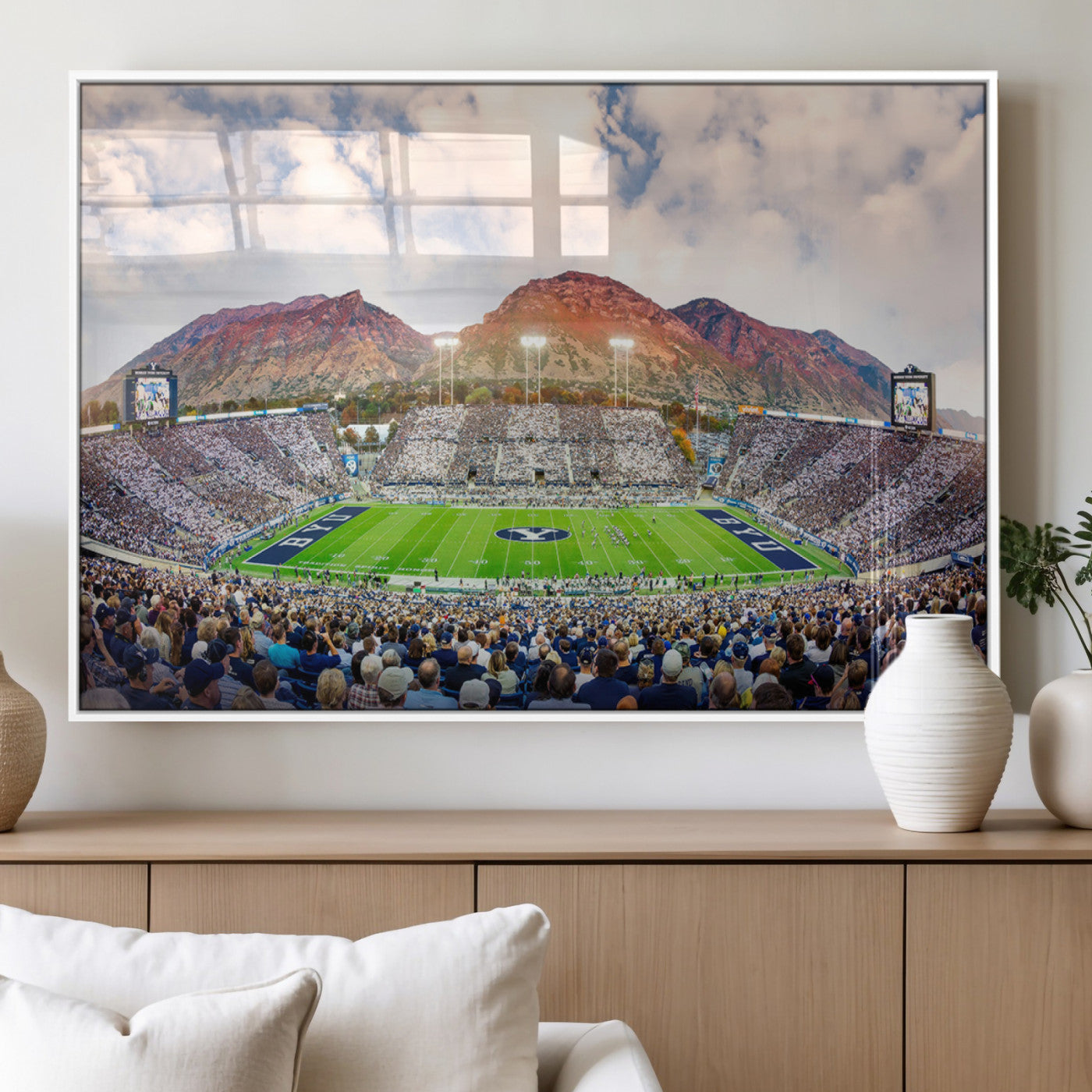 MGV-FP-60X30-3P - Brigham Young University Cougars Football Team Print - Provo LaVell Edwards Stadium Wall Art Canvas