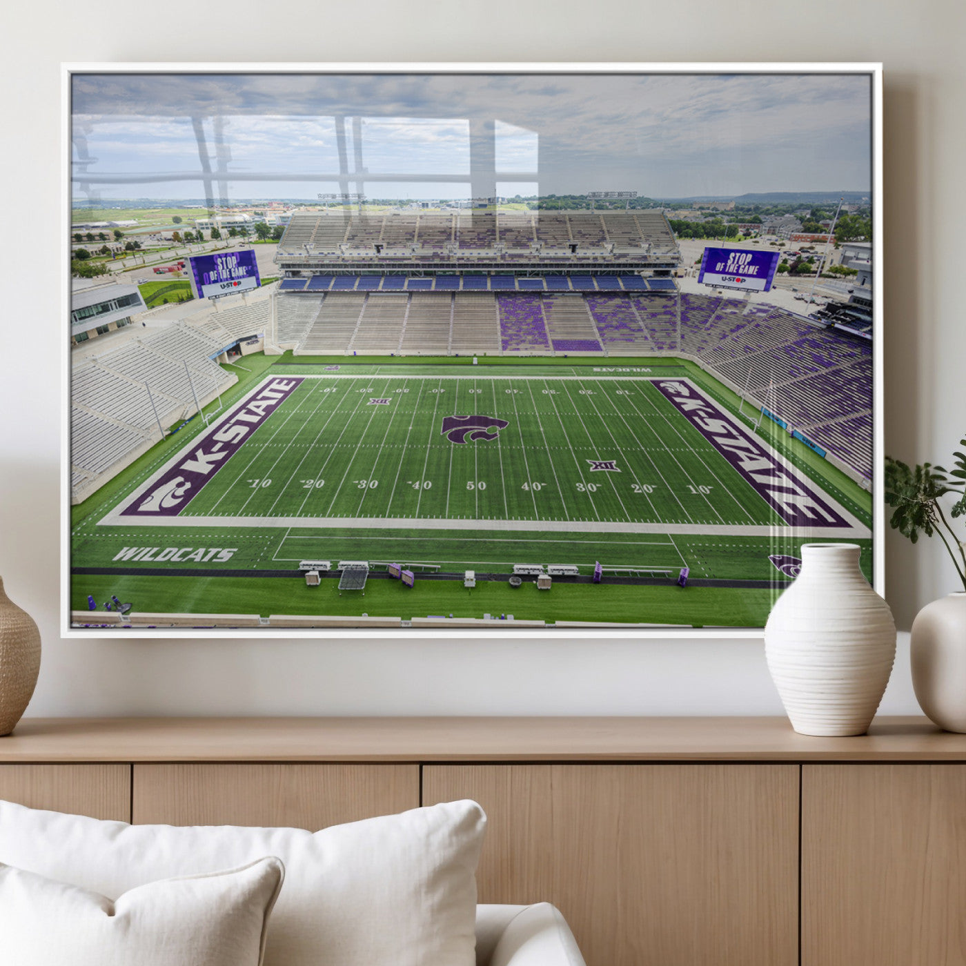 MGV-FP-60X30-3P - KState Wildcats Football Team Print - Manhattan Bill Snyder Family Football Stadium Wall Art Canvas