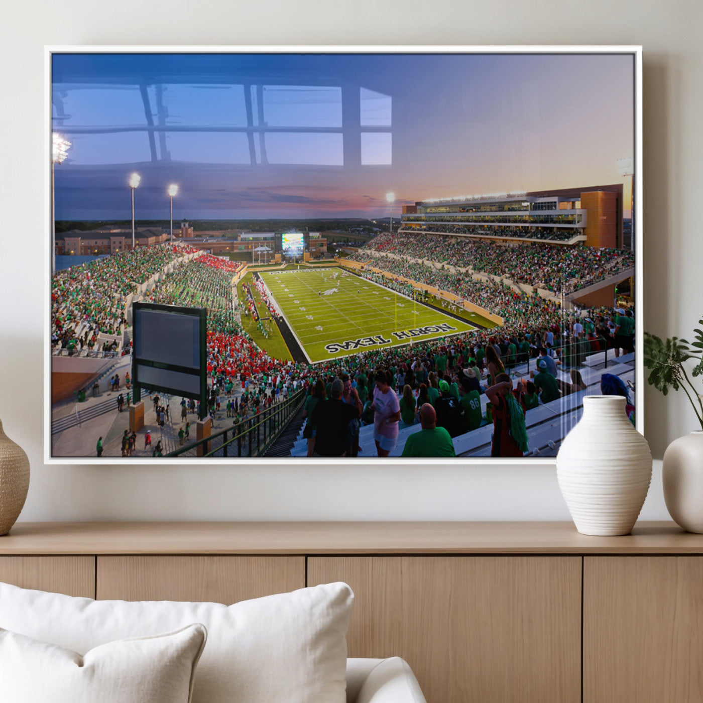 MGV-FP-60X30-3P - University of North Texas Mean Green Football Team Print - Denton DATCU Stadium Canvas Print Wall