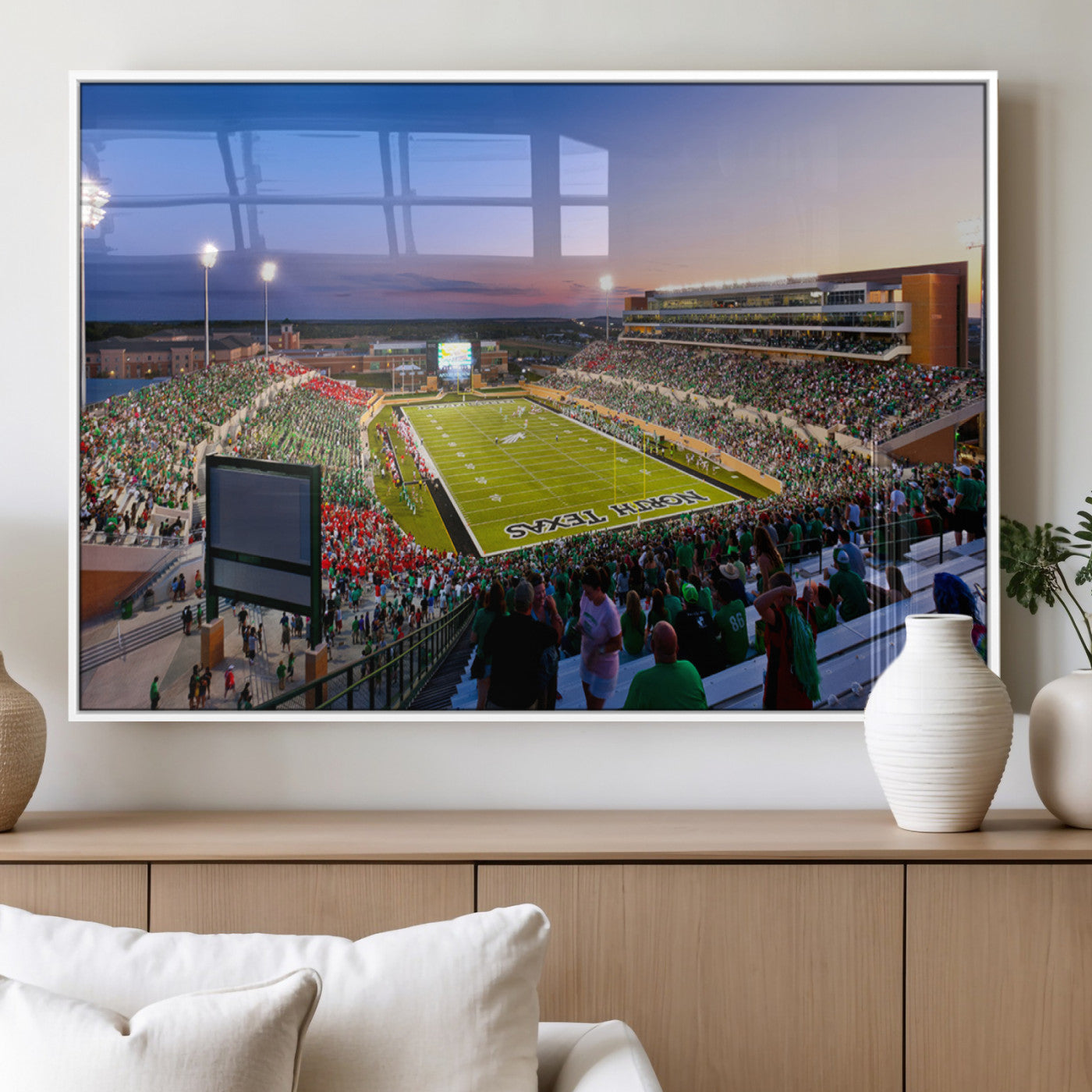 MGV-FP-60X30-3P - University of North Texas Mean Green Football Team Print - Denton DATCU Stadium Wall Art Canvas