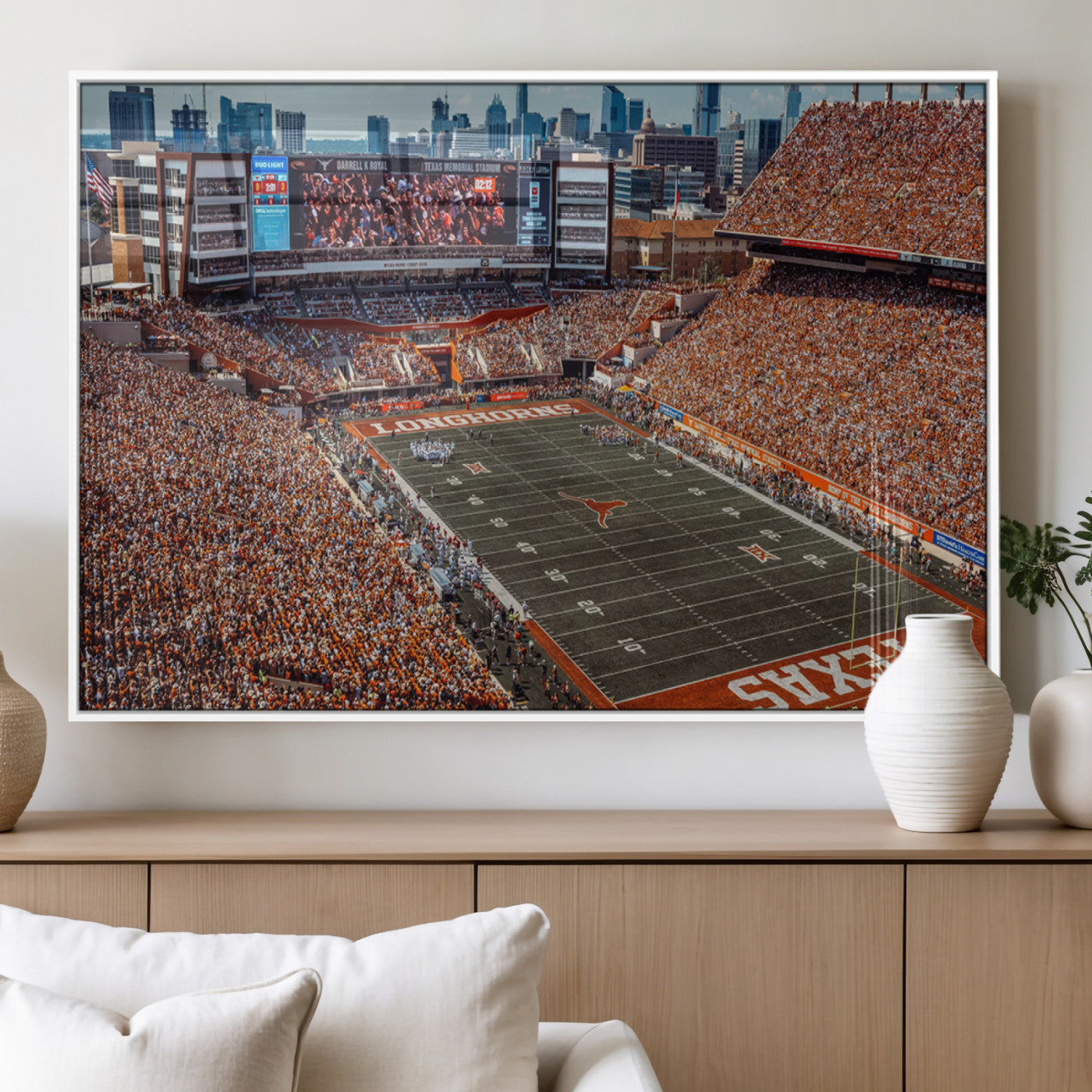 MGV-FP-60X30-3P - University of Texas Longhorns Football Team Print - Austin Darrell K Royal-Texas Memorial Stadium