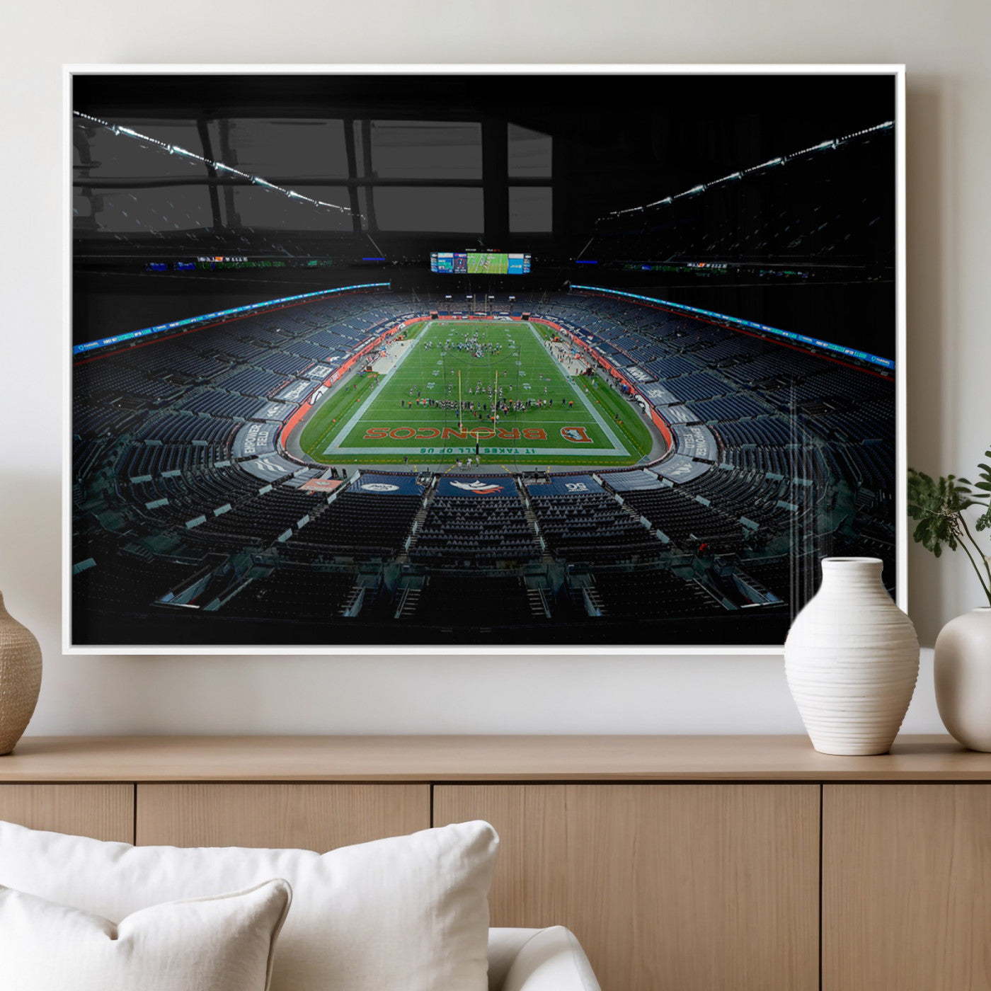 MGV-FP-60X30-3P - Denver Broncos Football Team Print Canvas- Denver Empower Field at Mile High Stadium Wall Art Canvas