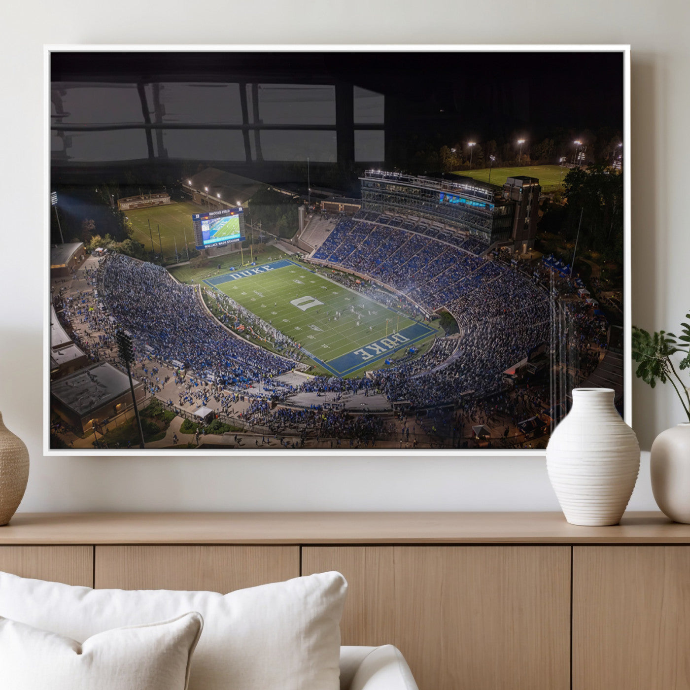 MGV-FP-60X30-3P - Duke University Blue Devils Football Print Canvas - Durham Wallace Wade Stadium Wall Art Canvas