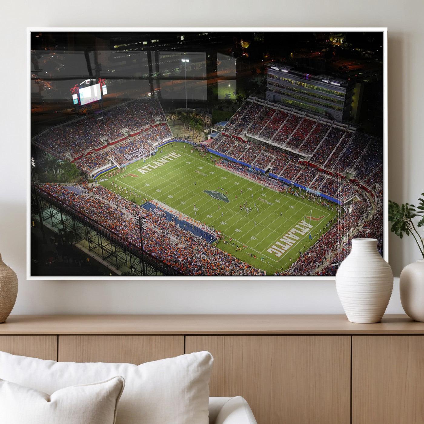 MGV-FP-60X30-3P - Florida Atlantic University Owls Canvas Print, Football Team Print - Boca Raton FAU Stadium Wall Art
