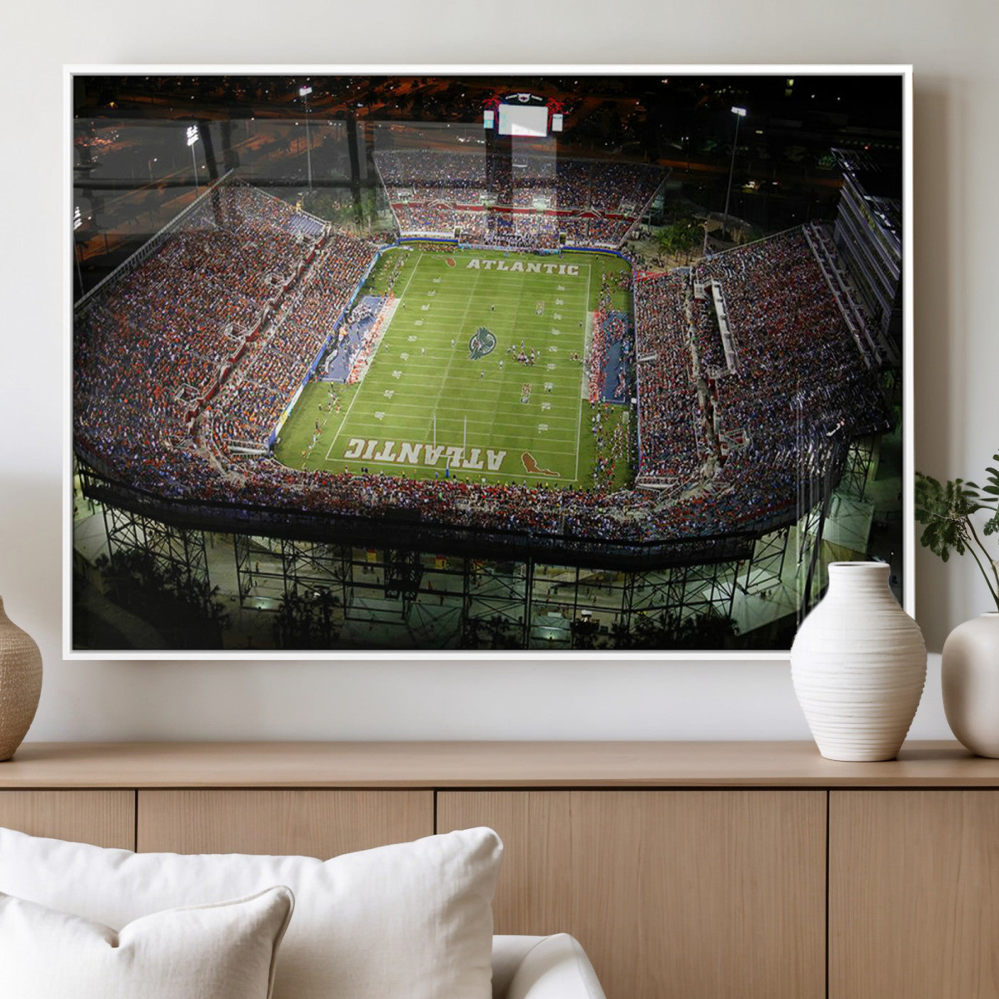 MGV-FP-60X30-3P - Florida Atlantic University Owls Football Team Print - Boca Raton FAU Stadium Wall Art Canvas Print