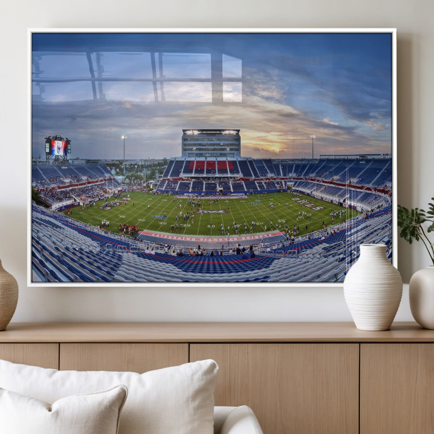 MGV-FP-60X30-3P - Florida Atlantic University Owls Football Team Print - Boca Raton FAU Stadium Wall Art Canvas Print
