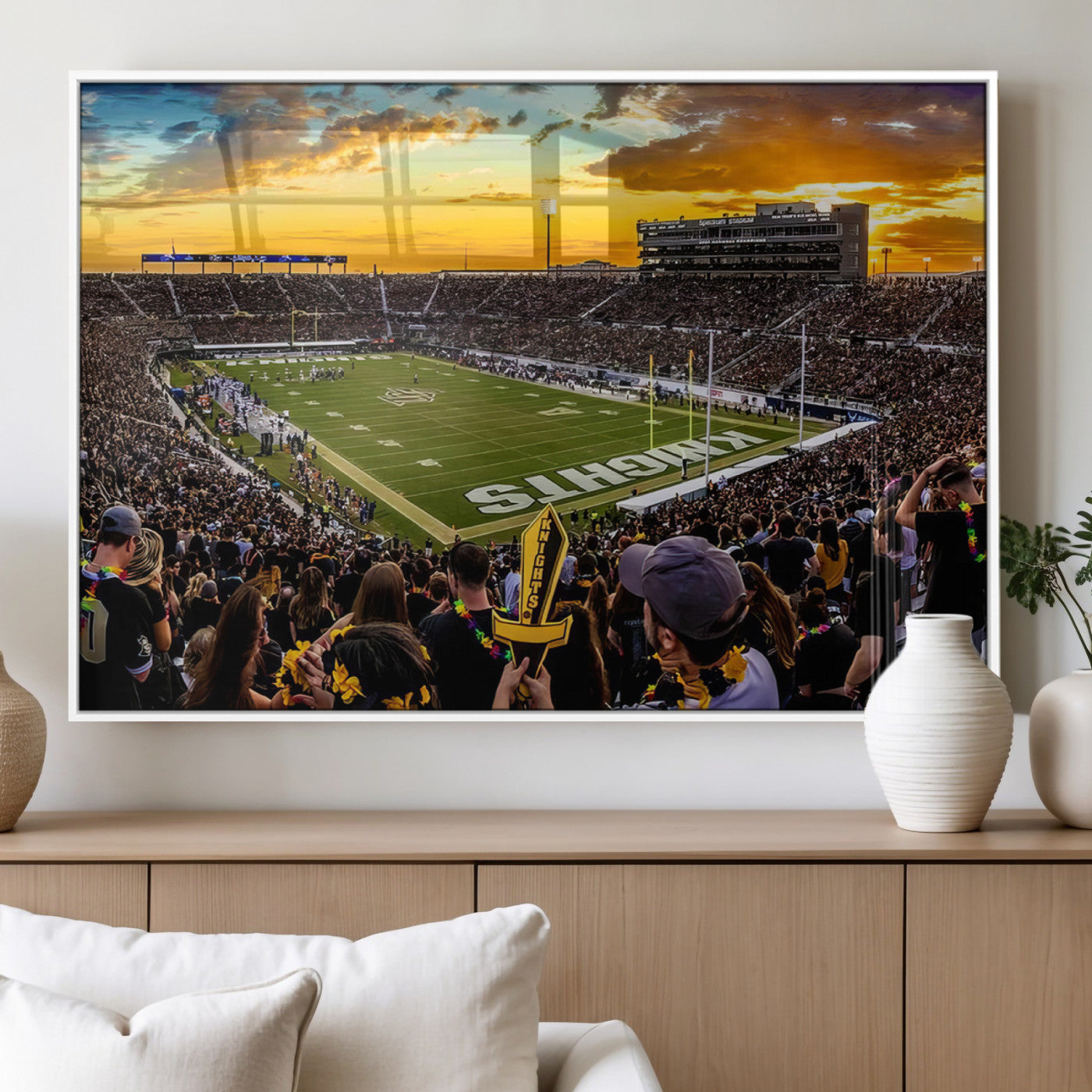 MGV-FP-60X30-3P - UCF Knights Football Team Print - Orlando FBC Mortgage Stadium, UCF Knights Wall Art Canvas Print