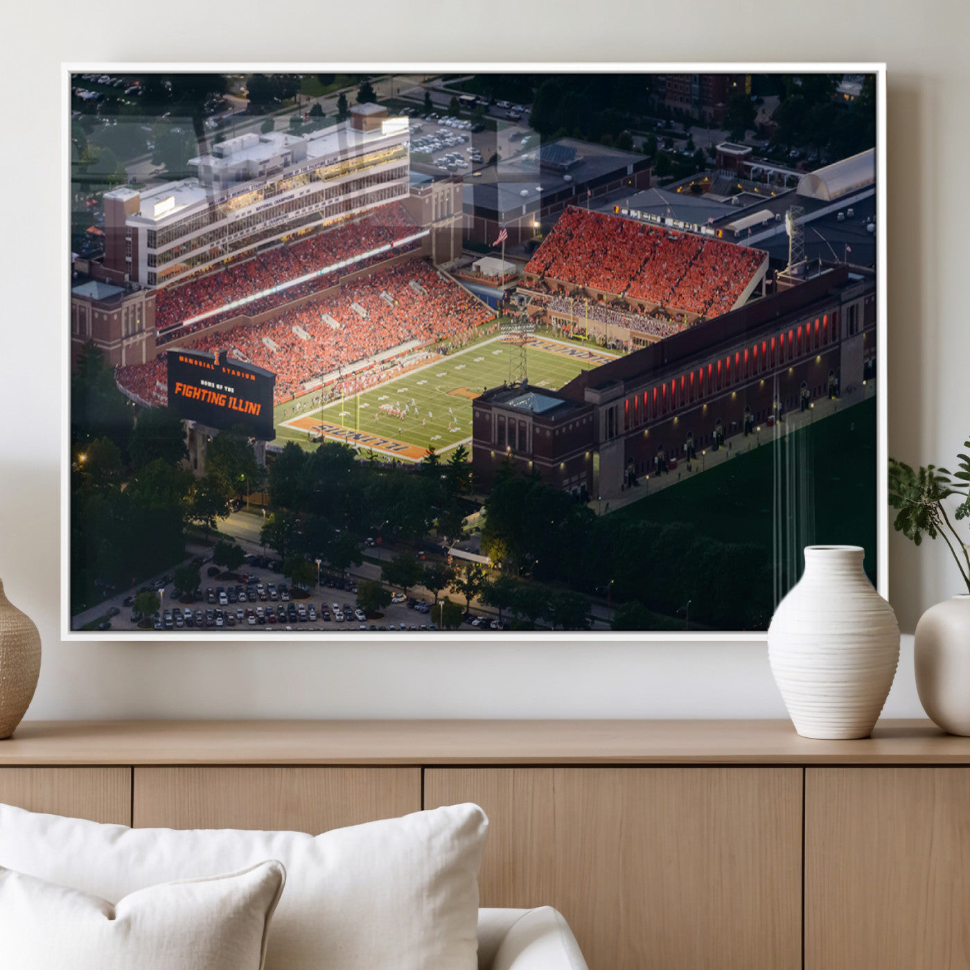 MGV-FP-60X30-3P - University of Illinois Fighting Illini Football Team Print - Champaign Illinois Memorial Stadium