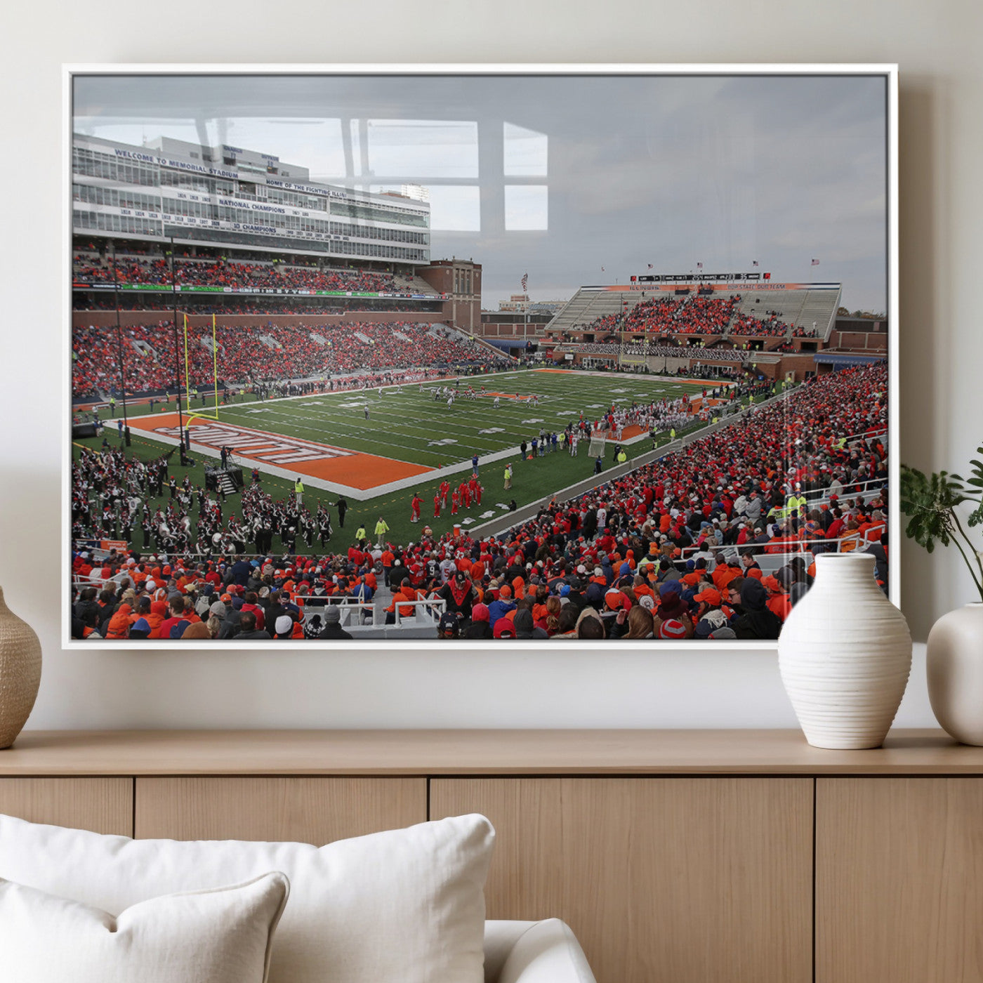MGV-FP-60X30-3P - University of Illinois Fighting Illini Football Team Print - Champaign Illinois Memorial Stadium