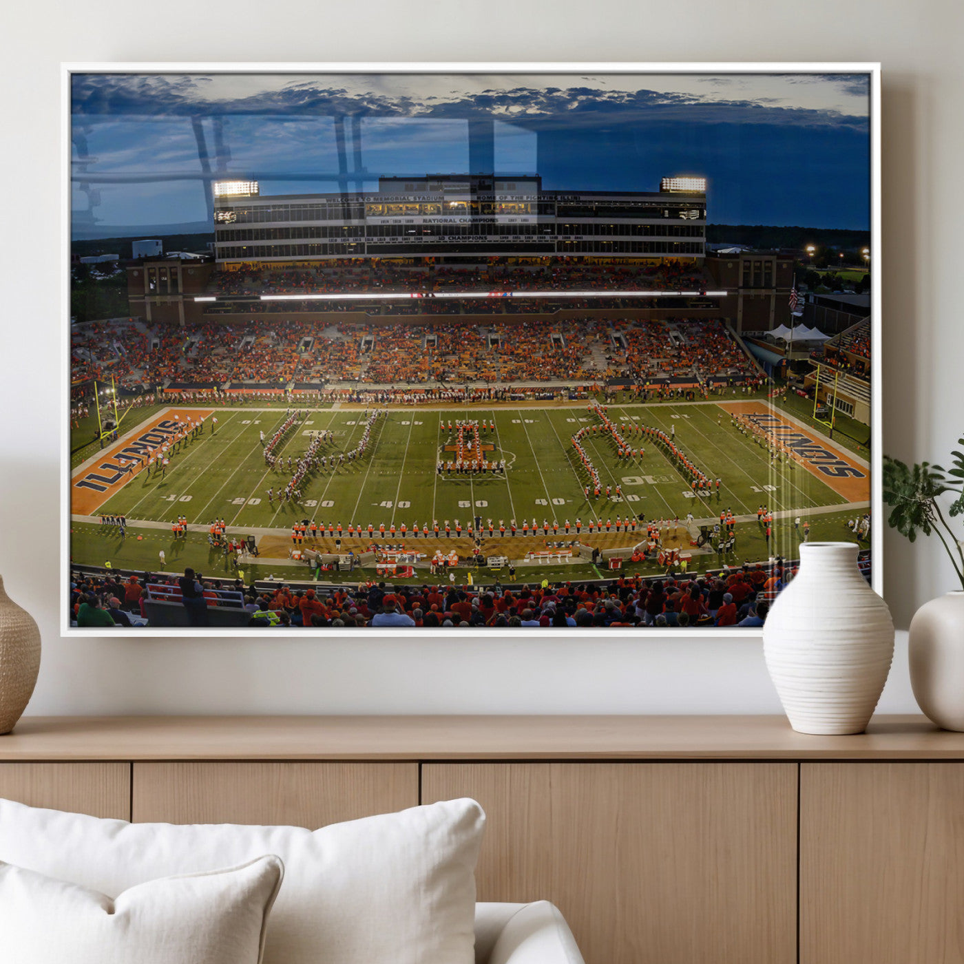 MGV-FP-60X30-3P - University of Illinois Fighting Illini Football Team Print - Champaign Illinois Memorial Stadium