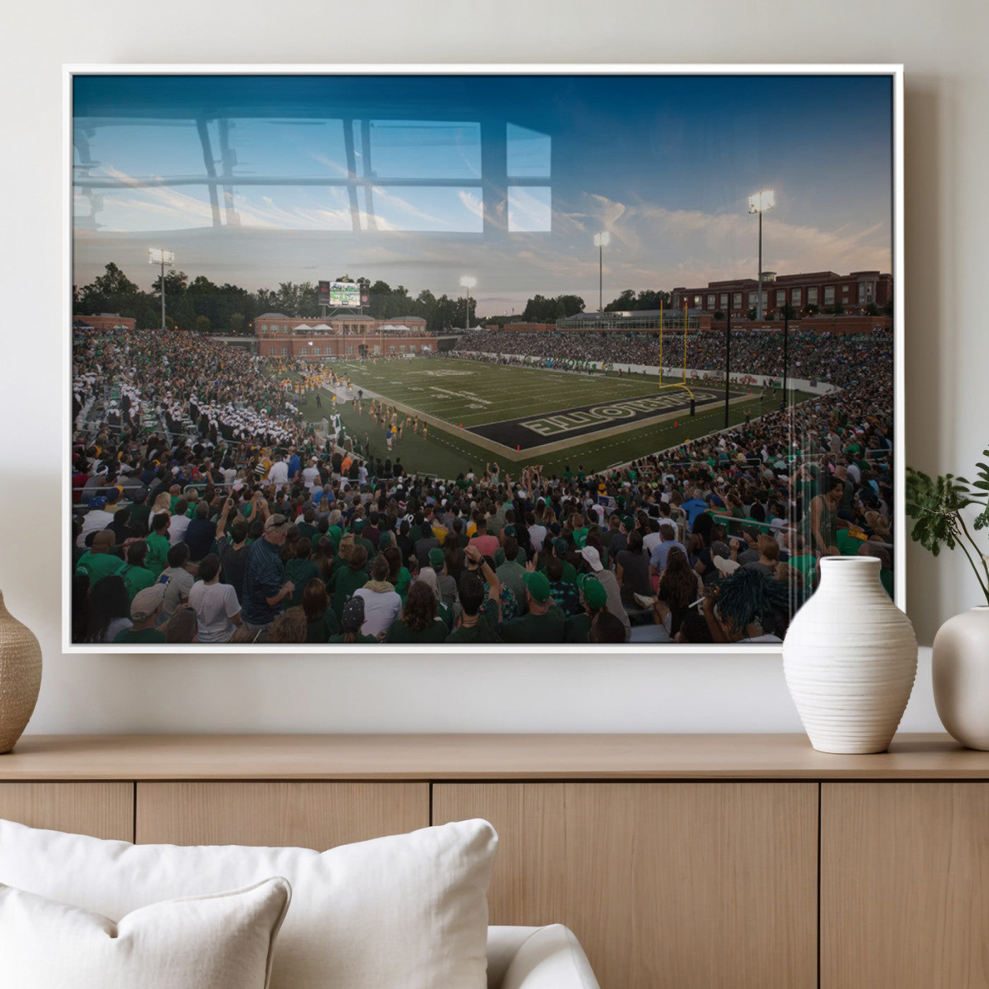 MGV-FP-60X30-3P - University of Charlotte 49ers Football Team Print - Charlotte Jerry Richardson Stadium Wall Art