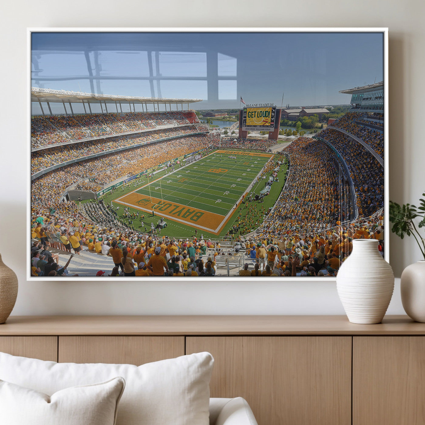 MGV-FP-60X30-3P - Baylor University Bears Football Team Print - Waco McLane Stadium Wall Art Canvas Print