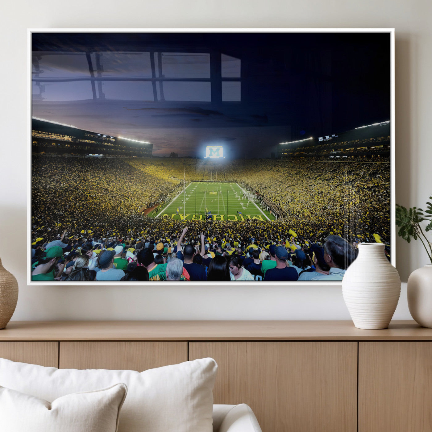 MGV-FP-60X30-3P - University of Michigan Wolverines Football Team Print - Ann Arbor Michigan Stadium Canvas Print