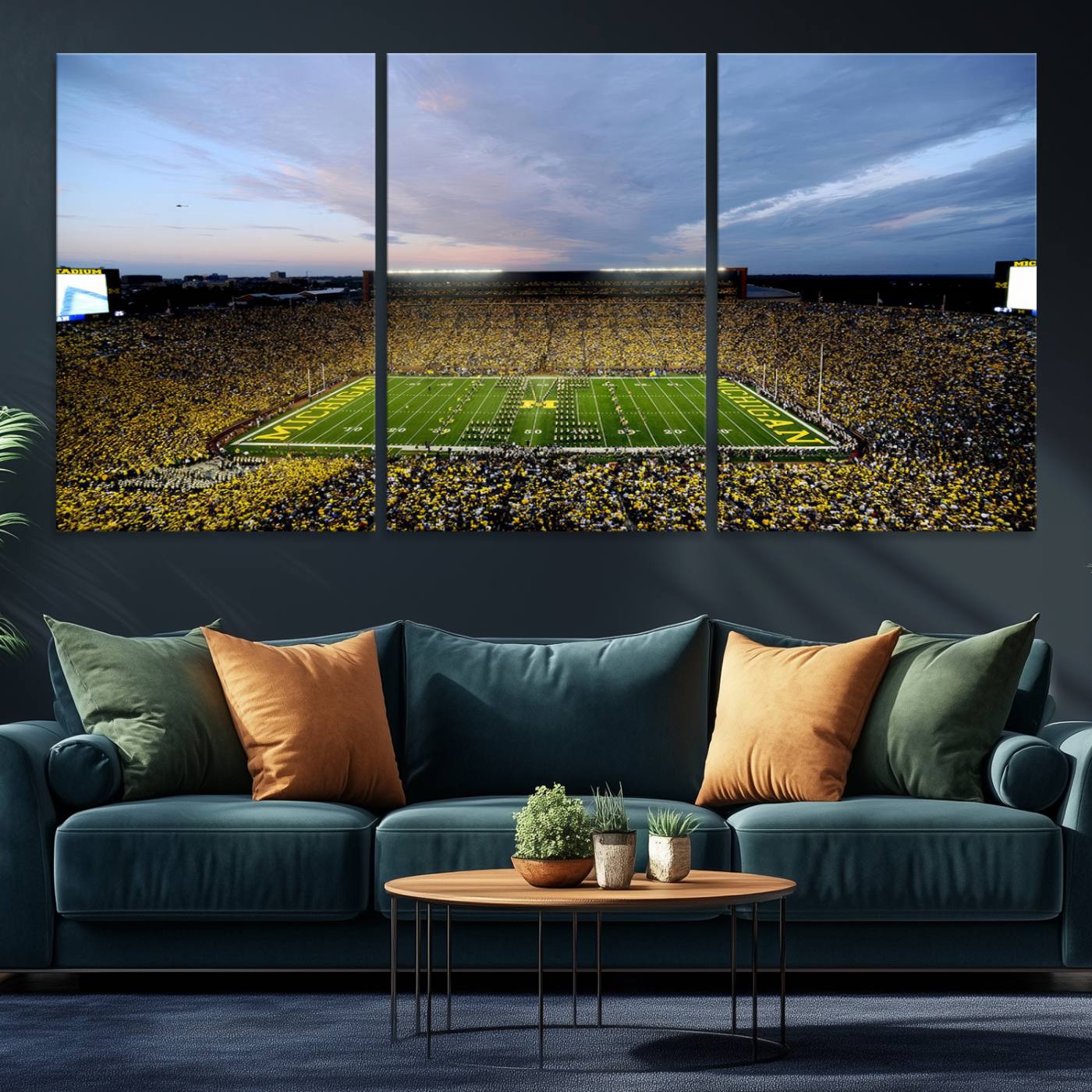 82641-MGV-CV-36X24-University of Michigan Wolverines Football Team Print - Ann Arbor Michigan Stadium Wall Art Canvas Print