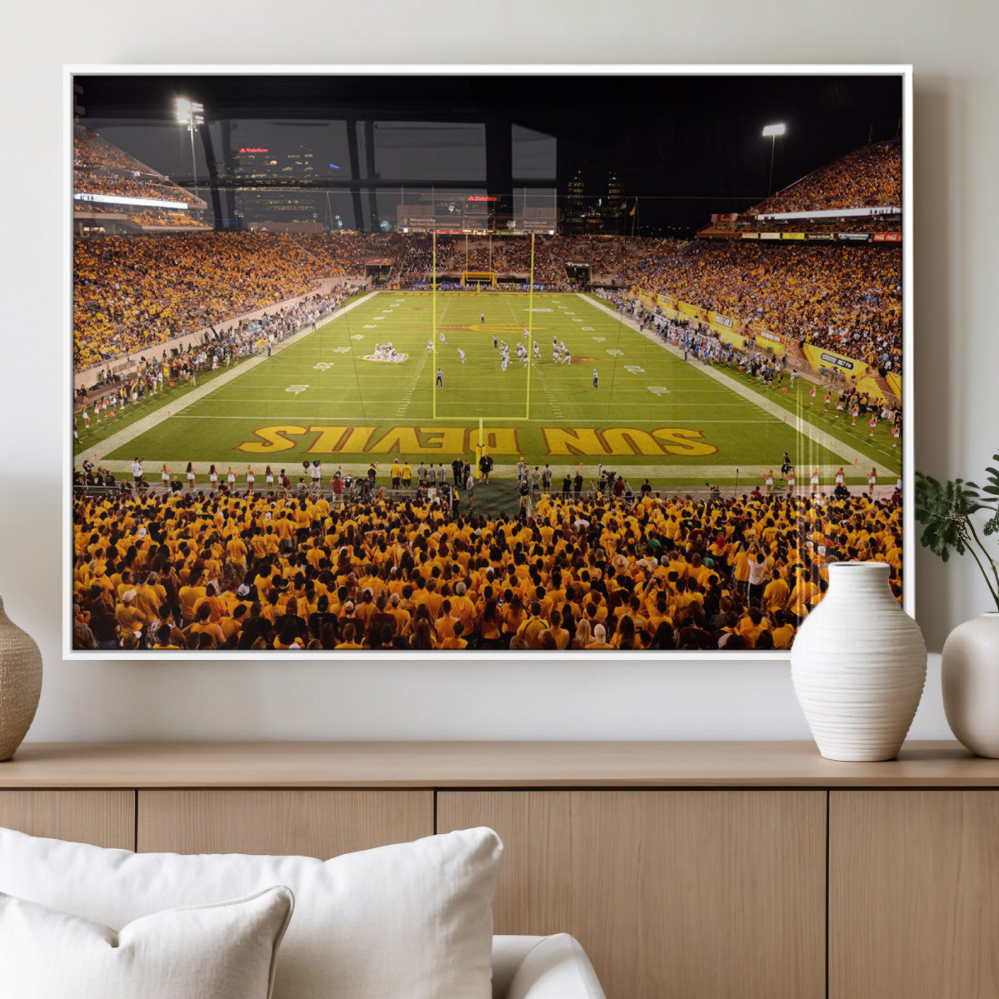 MGV-FP-60X30-3P - ASU Sun Devils Football Team Print - Phoenix Mountain America Stadium Wall Art Canvas Print