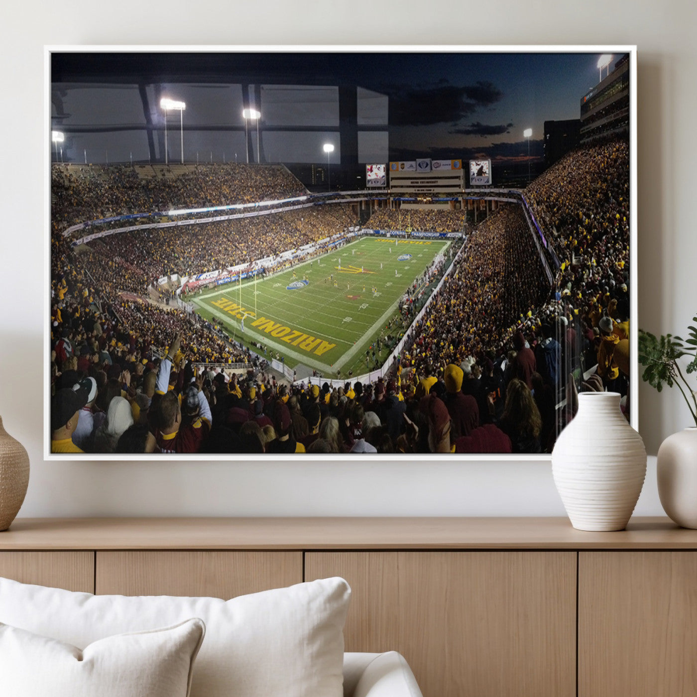 MGV-FP-60X30-3P - ASU Sun Devils Football Team Print Canvas - Phoenix Mountain America Stadium Wall Art Canvas Print
