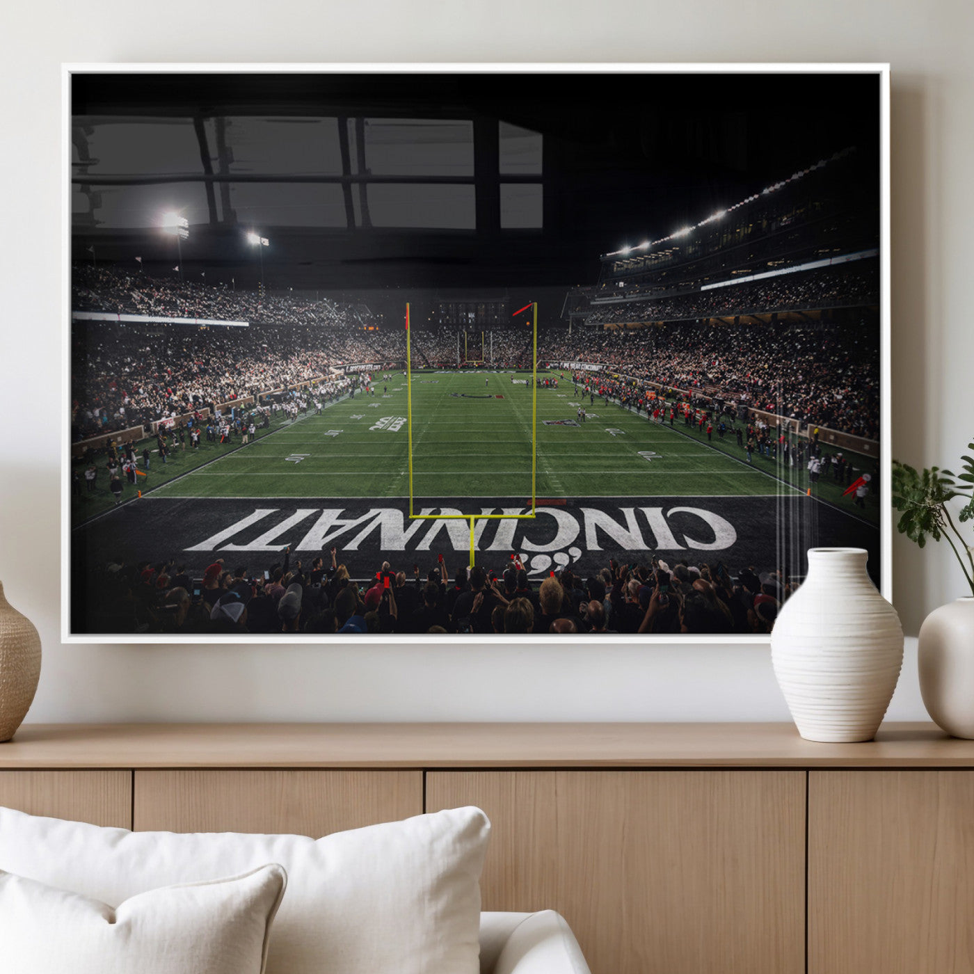 MGV-FP-60X30-3P - Cincinnati Bearcats Football Team Print - Nippert Stadium Wall Art Canvas Print