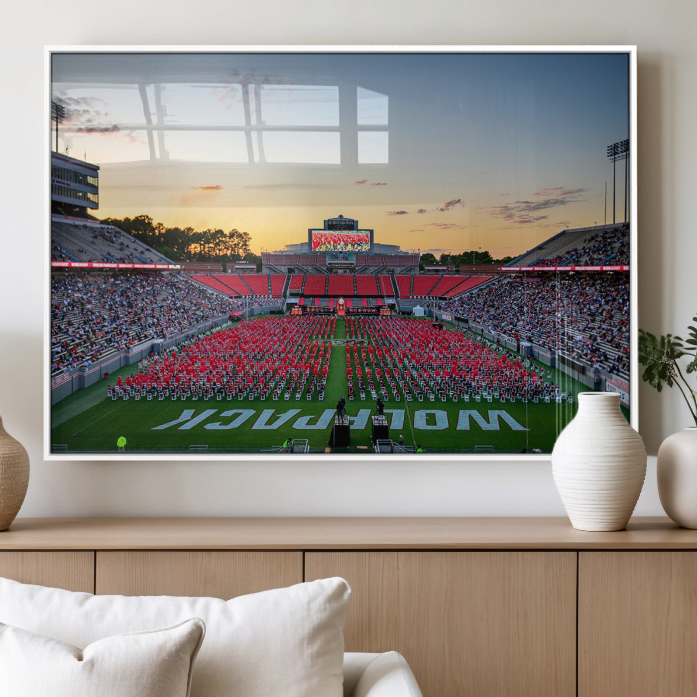 MGV-FP-60X30-3P - NC State Wolfpack Football Team Print Wall Art - Raleigh Carter-Finley Stadium Wall Art Canvas Print