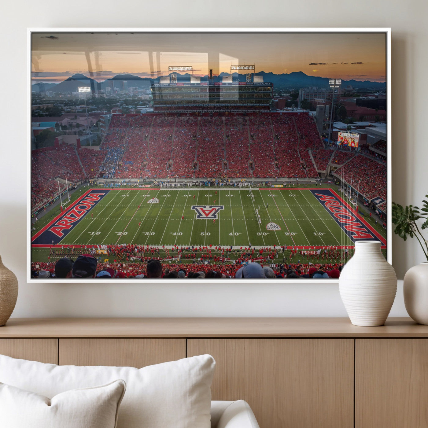 MGV-FP-60X30-3P - Arizona Wildcats Football Team Print - Tucson Arizona Stadium Wall Art Canvas Print