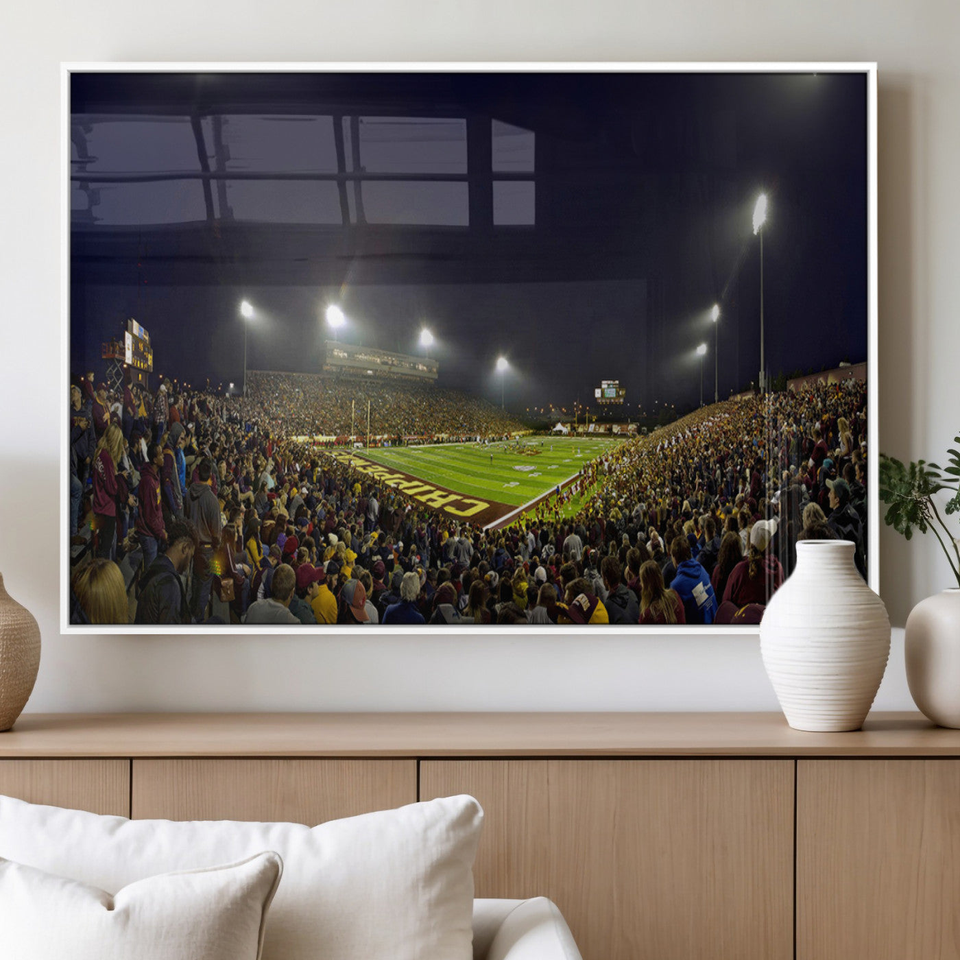 MGV-FP-60X30-3P - Central Michigan University Chippewas Canvas Wall Art, Football Team Print - Mount Pleasant