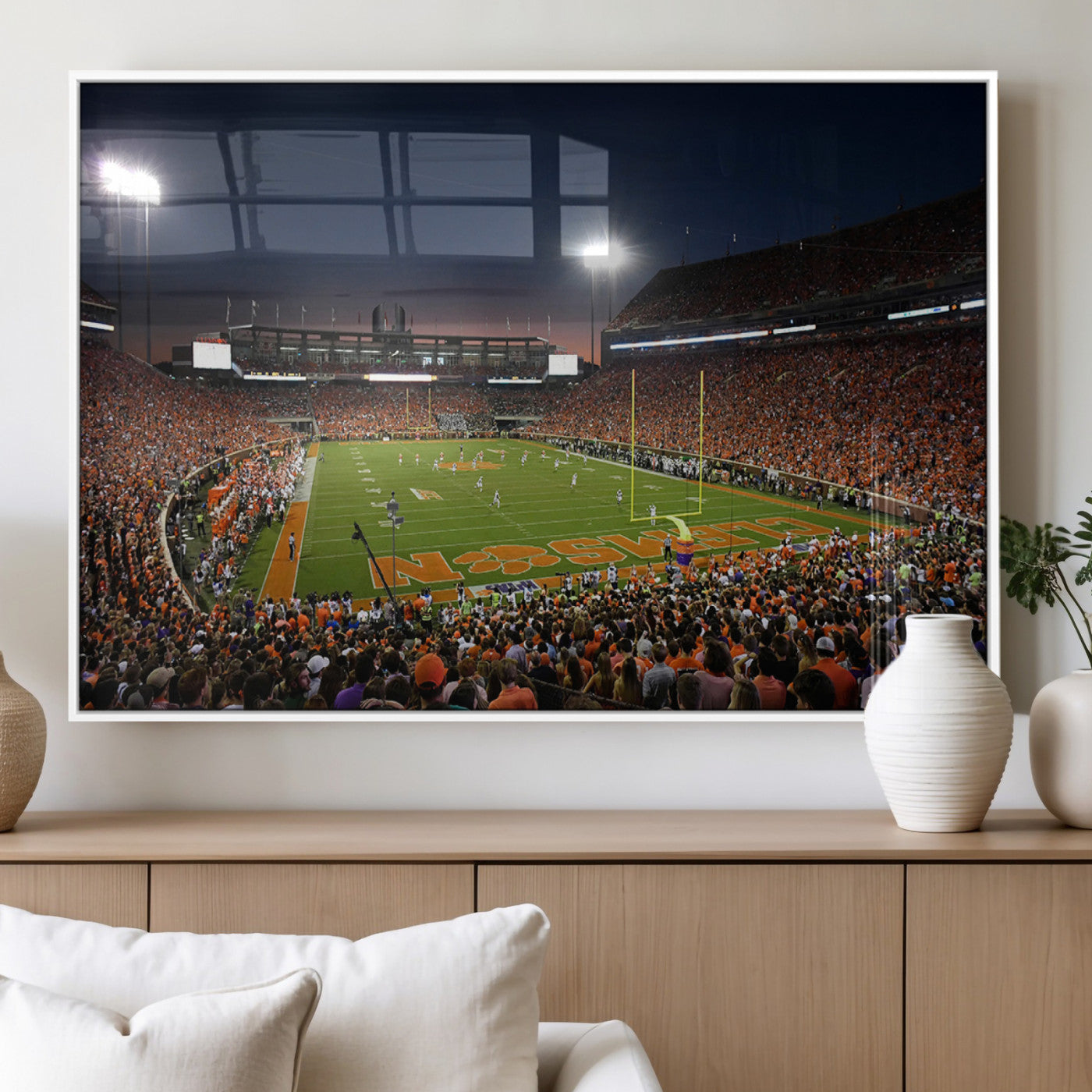 MGV-FP-60X30-3P - Clemson University Tigers Art Print, Football Team Print - Clemson Memorial Stadium Wall Art Canvas
