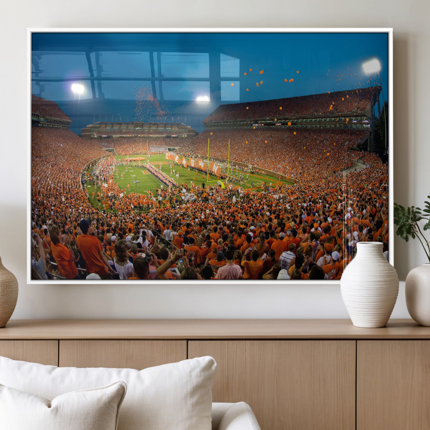 MGV-FP-60X30-3P - Clemson University Tigers Football Team Print - Clemson Memorial Stadium Wall Art Canvas Print