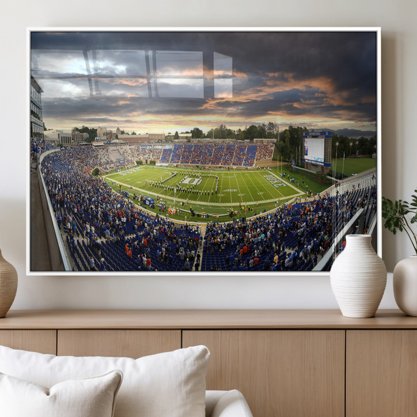 MGV-FP-60X30-3P - Duke University Blue Devils Football Team Print - Durham Wallace Wade Stadium Wall Art Canvas Print