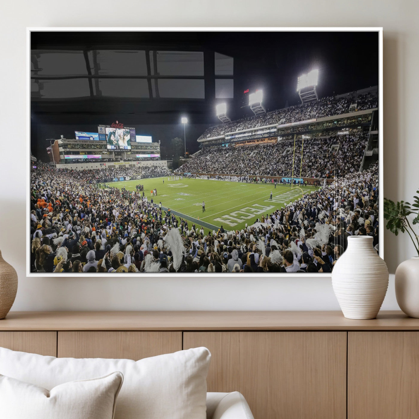 MGV-FP-60X30-3P - Georgia Tech Yellow Jackets Football Team Print - Atlanta Bobby Dodd Stadium Wall Art Canvas Print