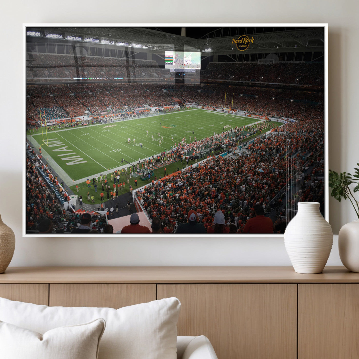 MGV-FP-60X30-3P - Miami Hurricanes Football Team Print Canvas- Miami Hard Rock Stadium Wall Art Canvas Print